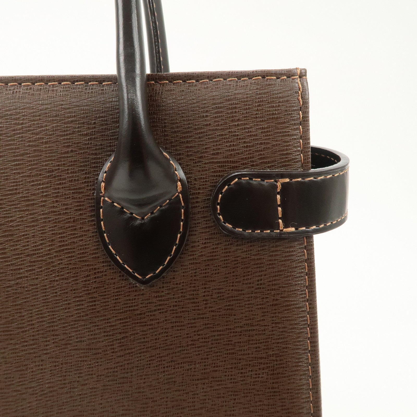 BURBERRY Leather Tote Bag Hand Bag Brown Used