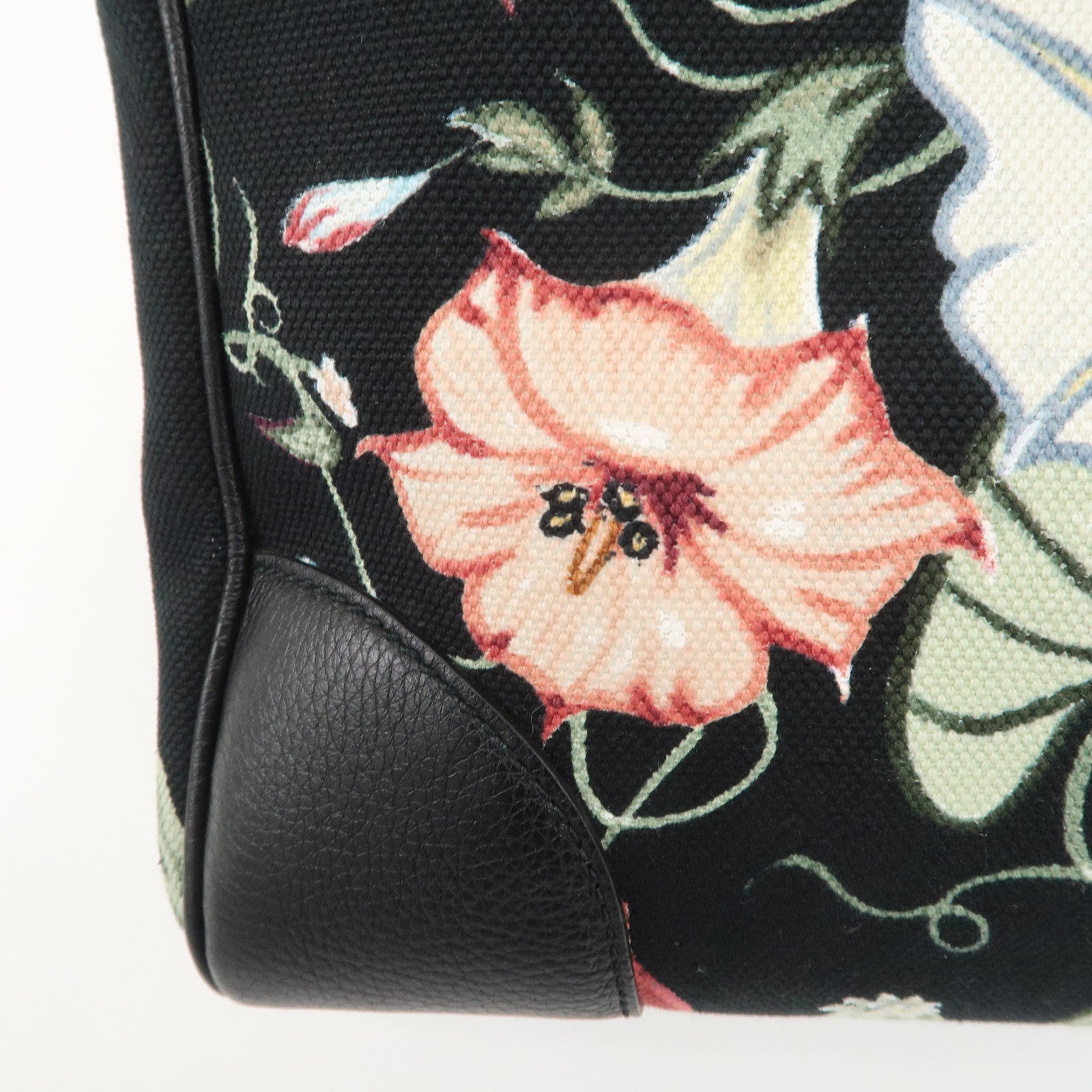 GUCCI Bamboo Leather Canvas 2Way Flora Print Chris Knight 323660 Used