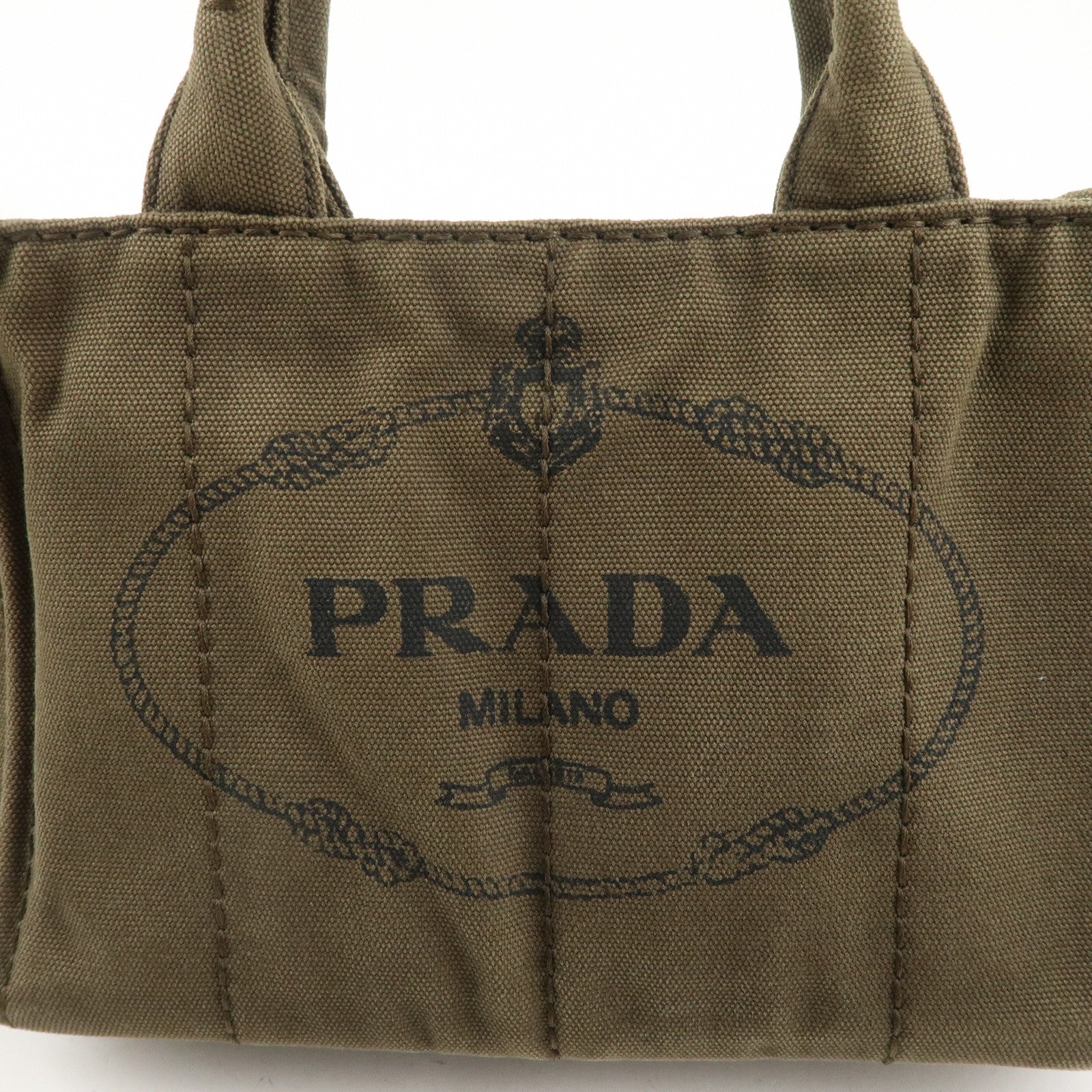 PRADA Canapa Mini Canvas 2Way Bag Hand Bag Khaki B2439G