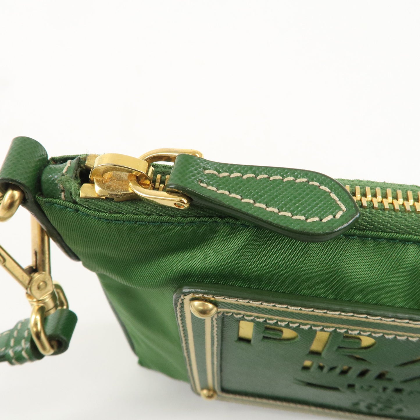 PRADA Nylon Saffiano Leather Shoulder Bag Pouch Green BT0604