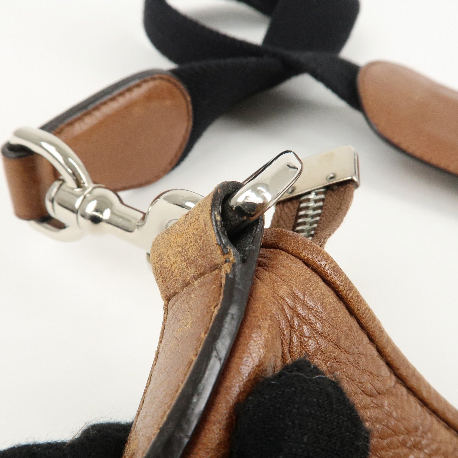 LOEWE Leather Shoulder Bag Cross Body Bag Brown Black Silver HDW Used