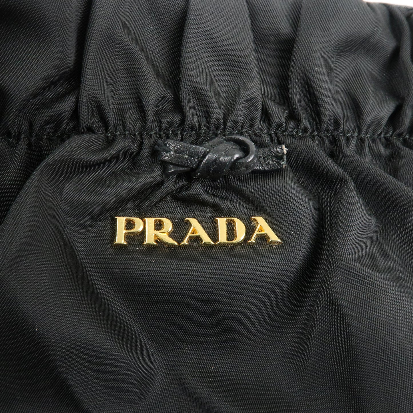 PRADA Nylon Leather Gather 2Way Bag Hand Shoulder Bag Black