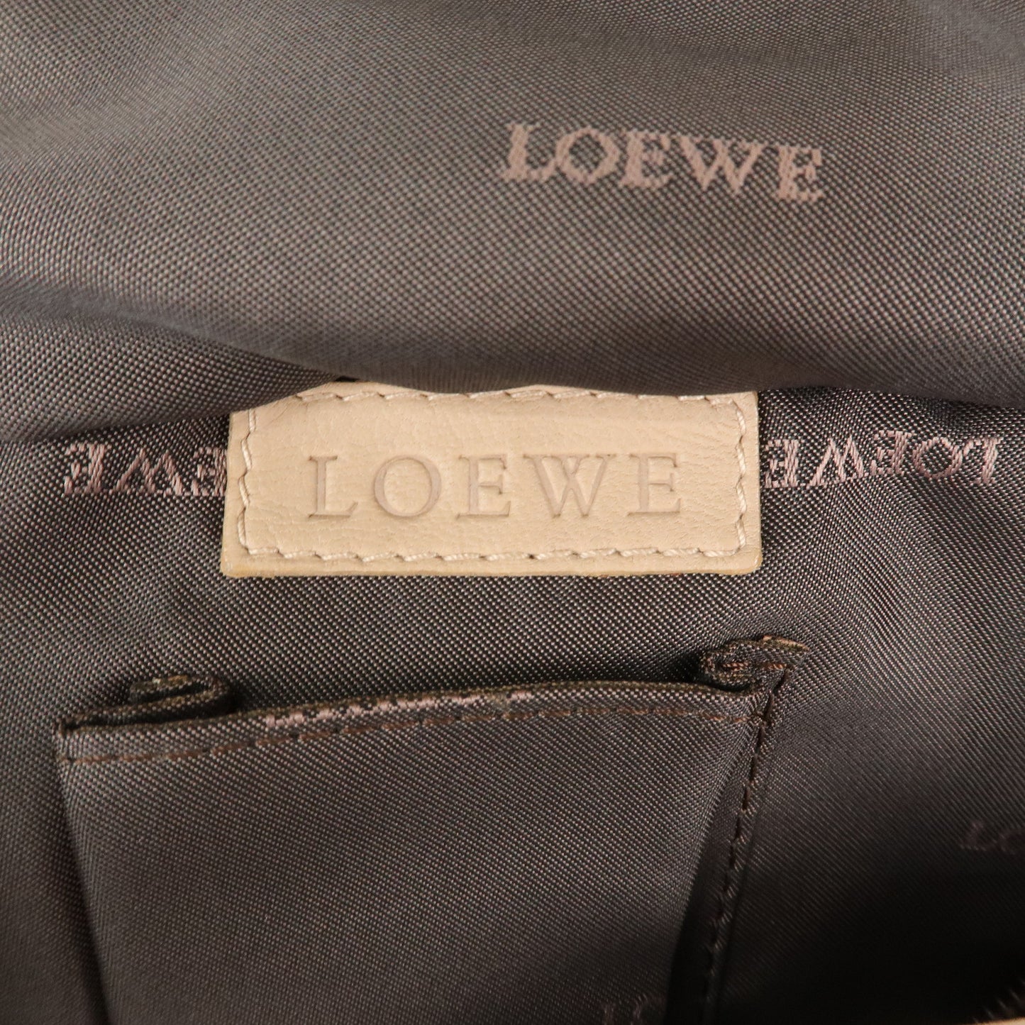 LOEWE Anagram Leather Nappa Aire Shoulder Bag Hand Bag Beige