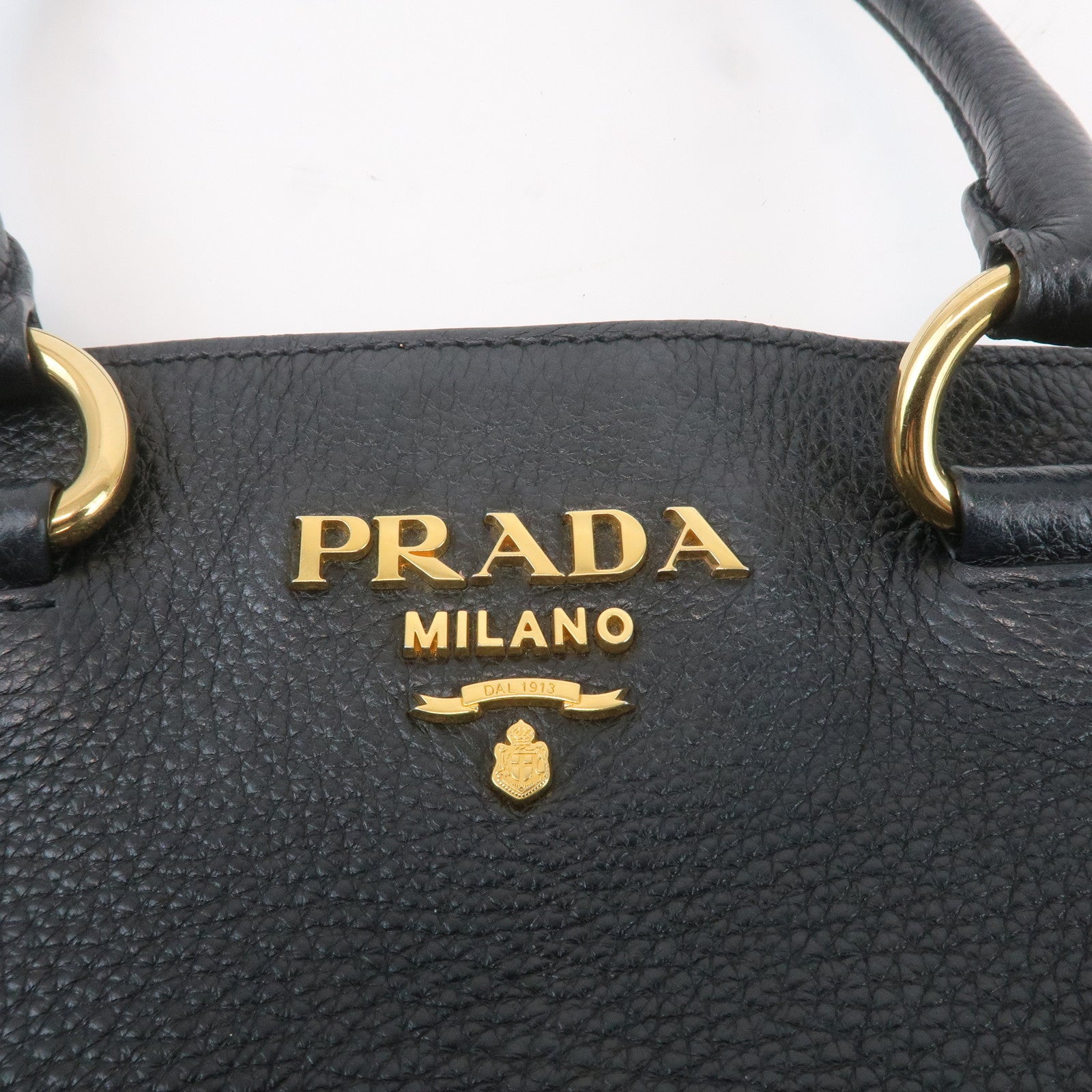 PRADA Leather 2way Bag Tote Bag Black 1BG865