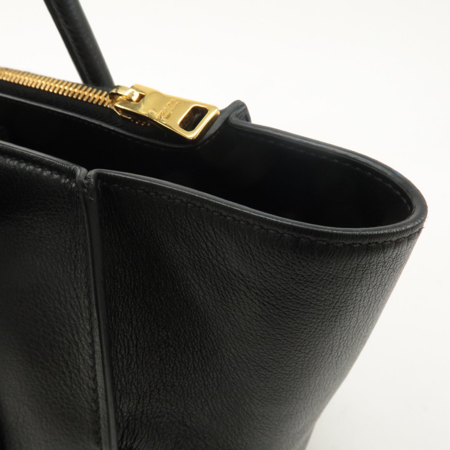 PRADA Logo Leather 2way Bag Hand Bag Shoulder Bag Black
