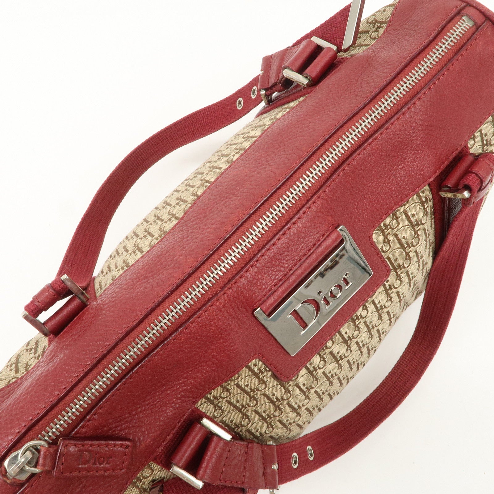 Christian Dior Street Chic Trotter Canvas  Leather Boston Bag Used