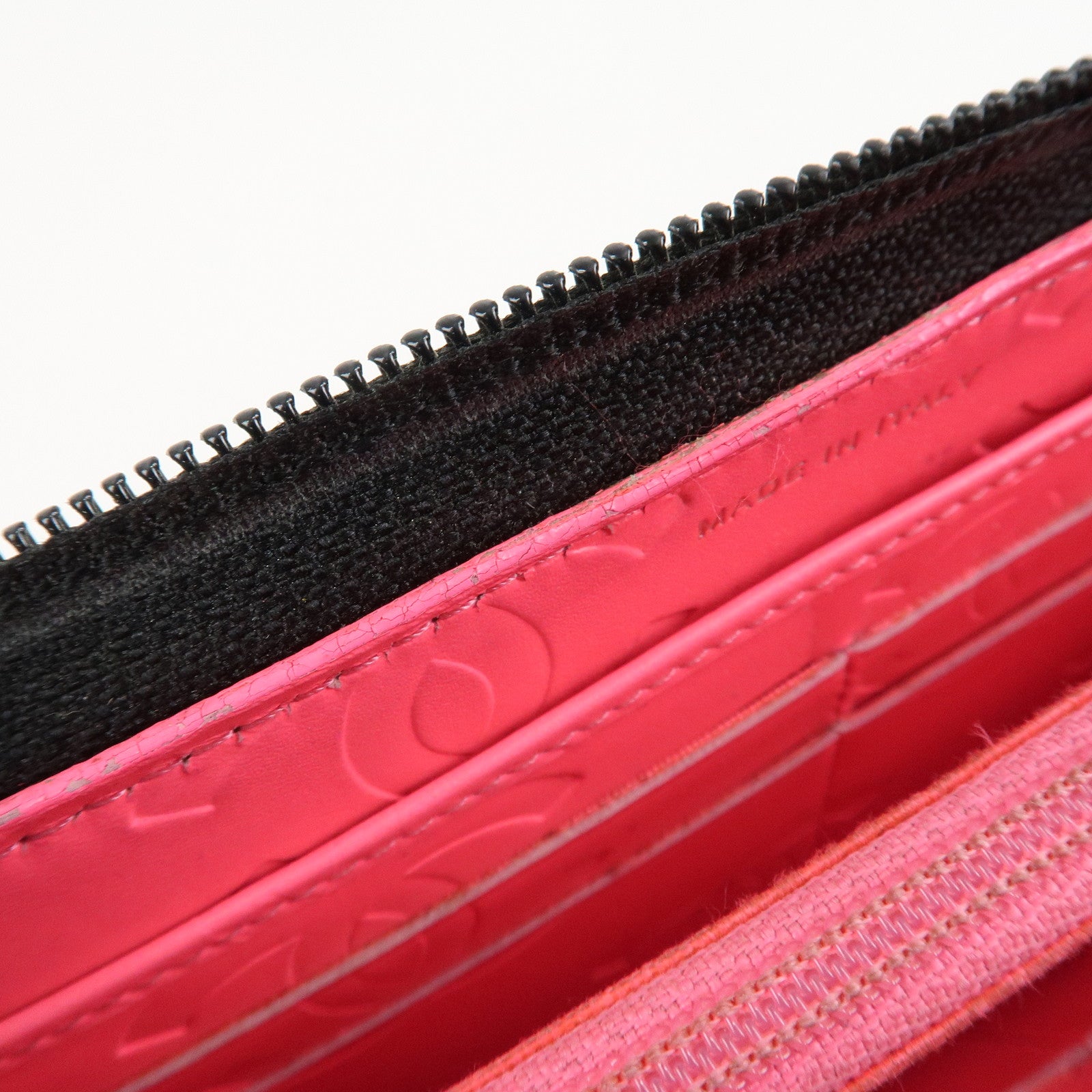 CHANEL Cambon Line Patent Leather Zip Around Long Wallet A50078 Used