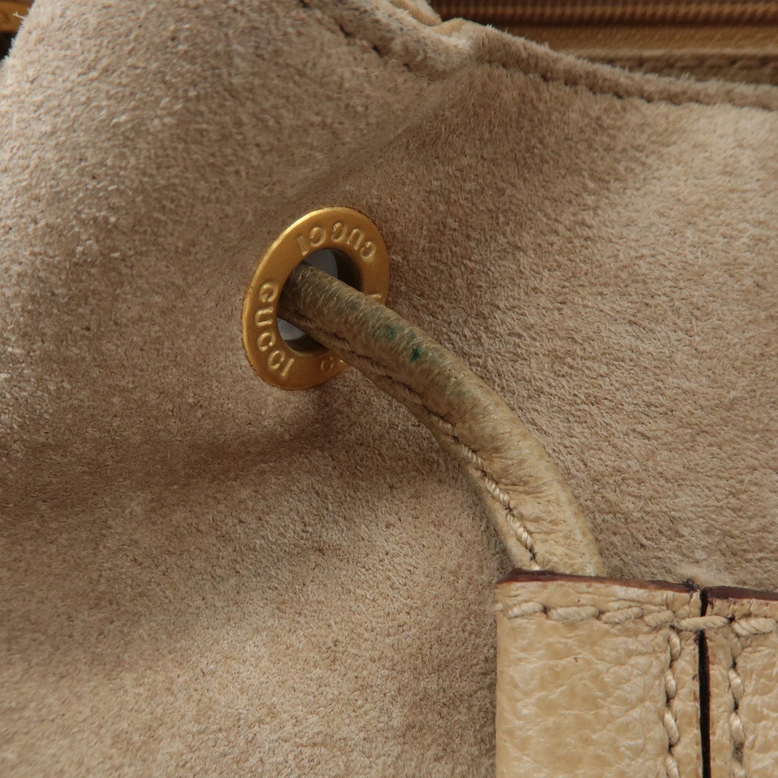 GUCCI Bamboo Suede Leather Back Pack Beige 003.1998.0016