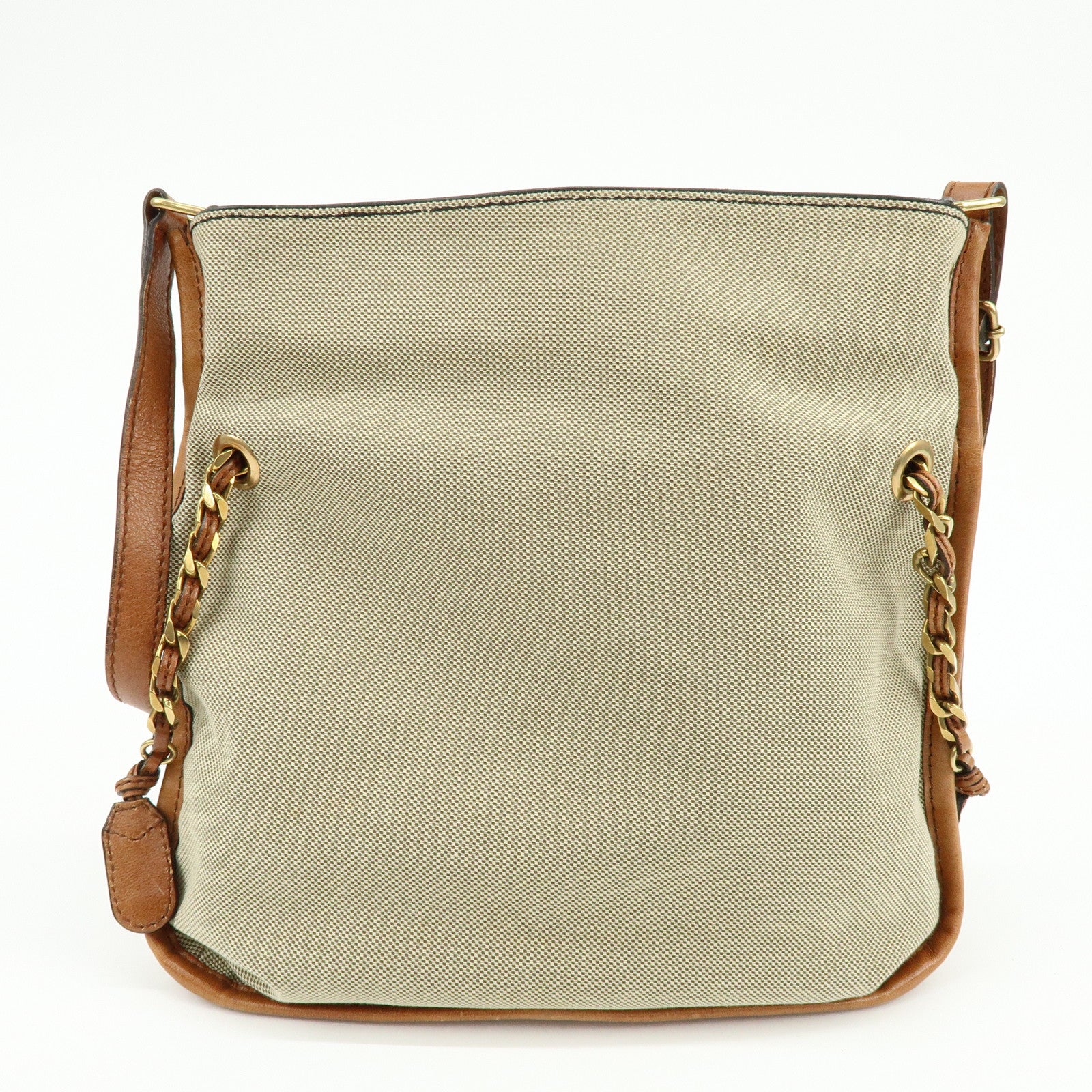 Chloe Harley Canvas Leather Shoulder Crossbody Bag Natural Brown