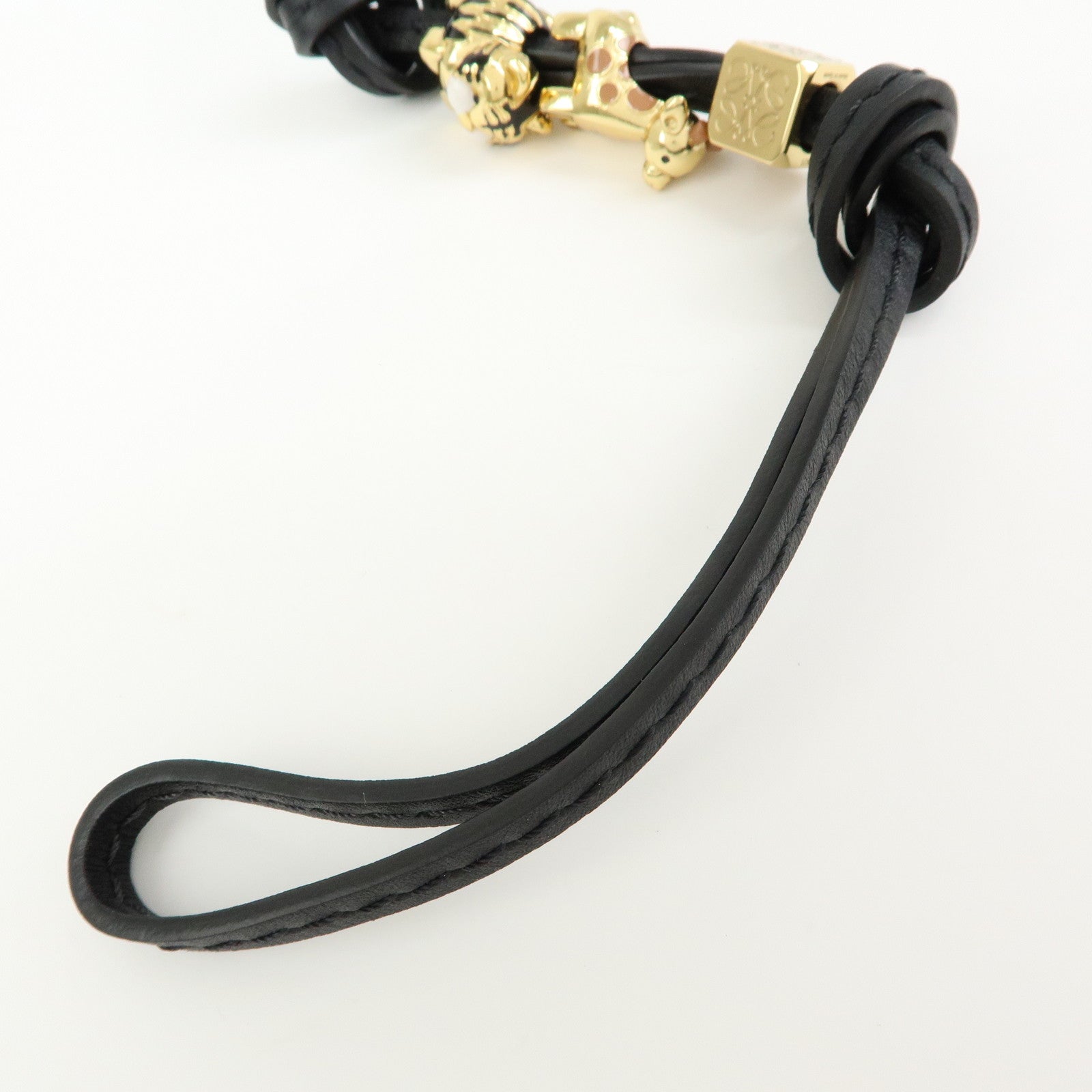 LOEWE Anagram Personalization Metal Leather Bag Charm Black Gold