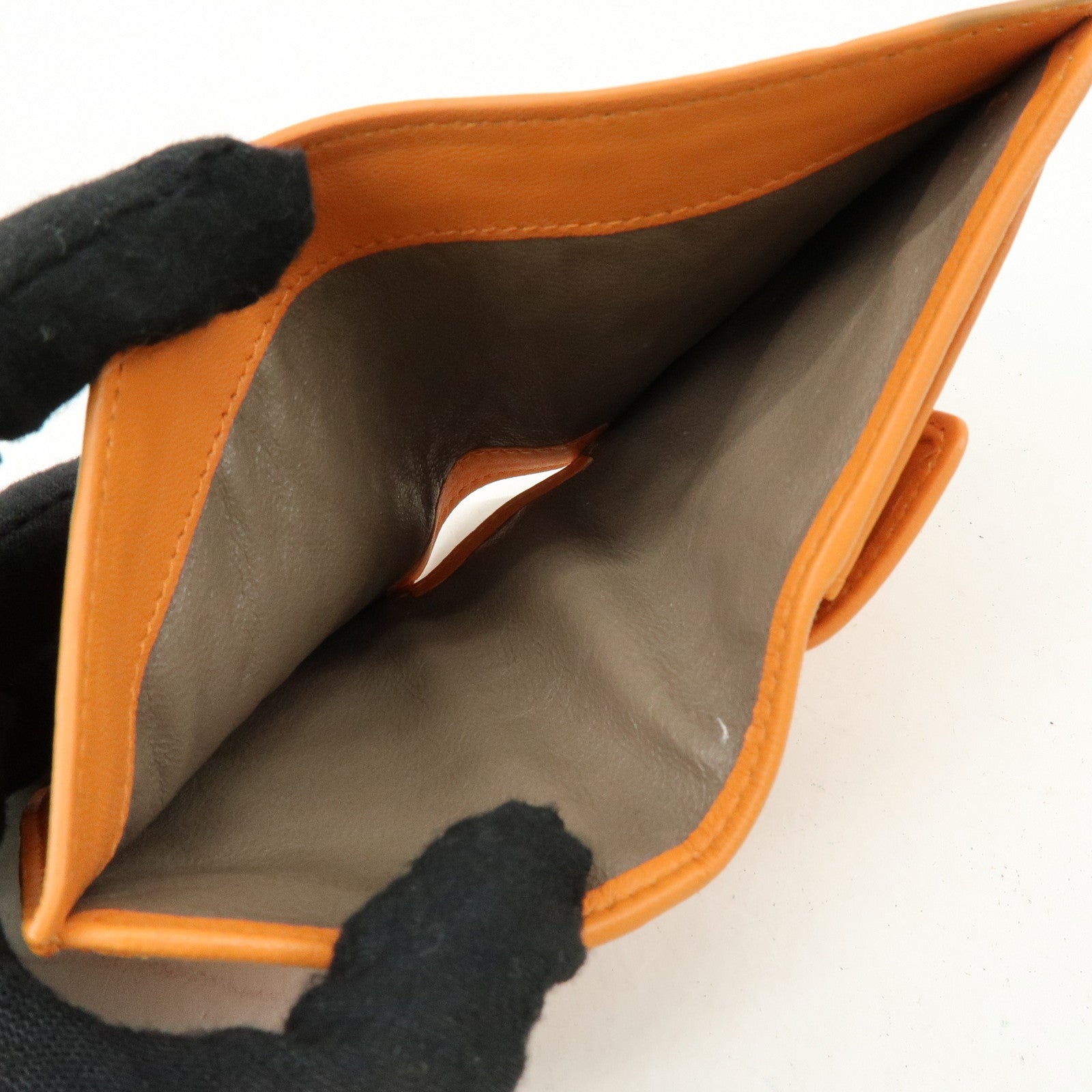 Bottega Veneta Intrecciato Leather Bi-fold Comact Wallet Orange