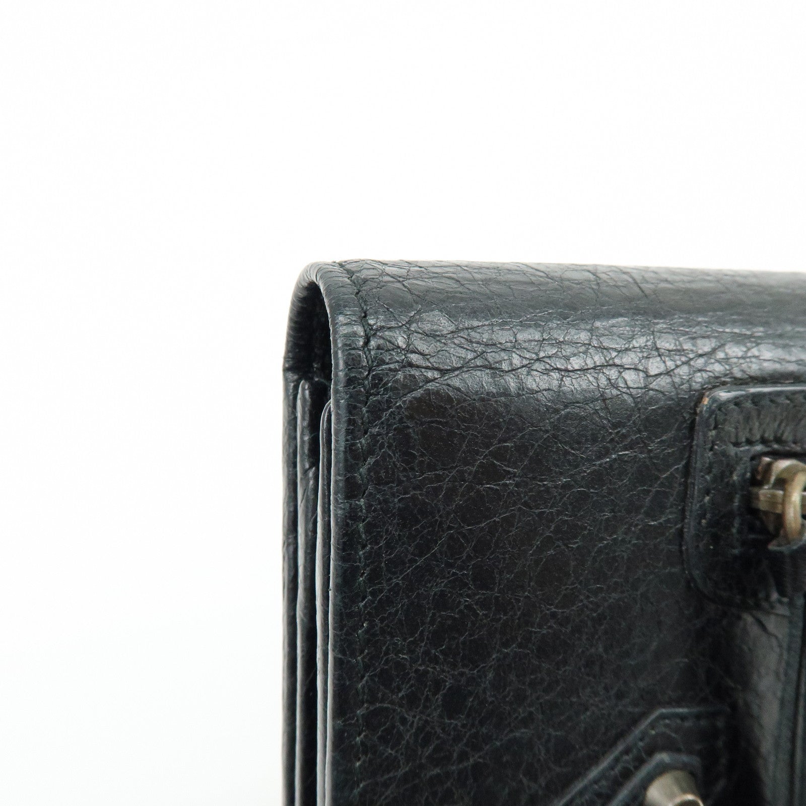 BALENCIAGA City Leather Bi-fold Long Wallet Black 253038