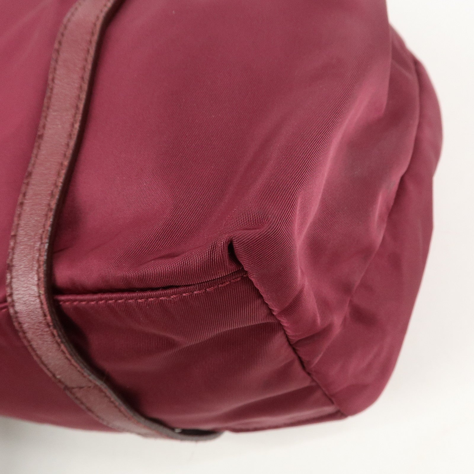 PRADA Triangle Nylon Leather Tote Bag Shoulder Bag Bordeaux