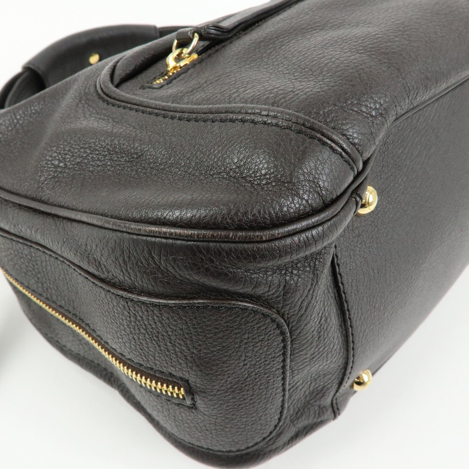 TOD'S  Leather Shoulder Bag Hand Bag Dark Brown