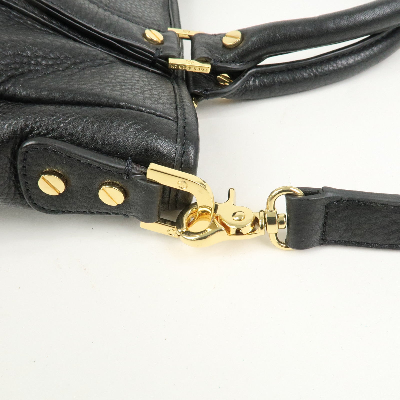 TORY BURCH Logo Leather 2way Hand Bag Black
