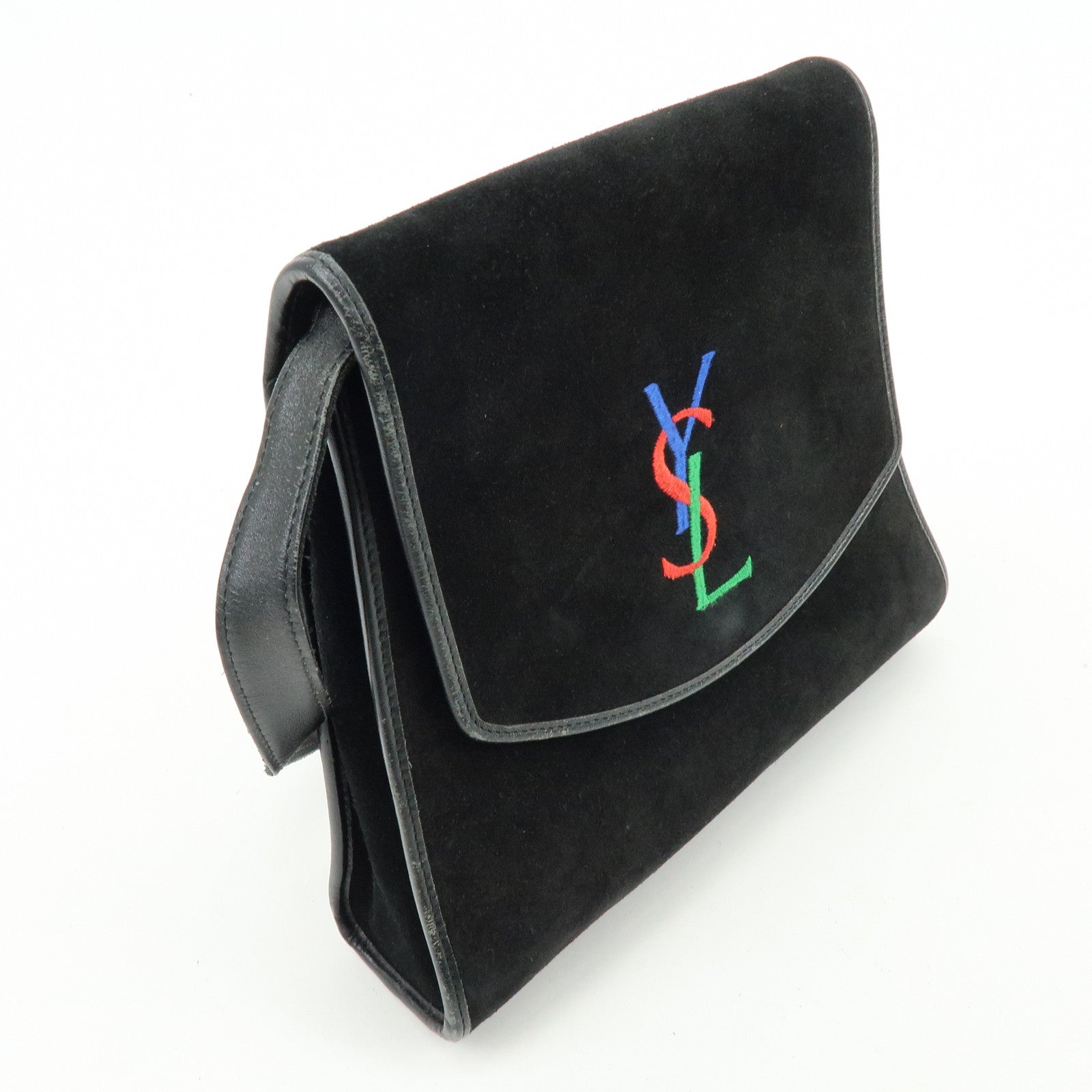 SAINT LAURENT PARIS Cassandra Suede Shoulder Crossbody Bag Black