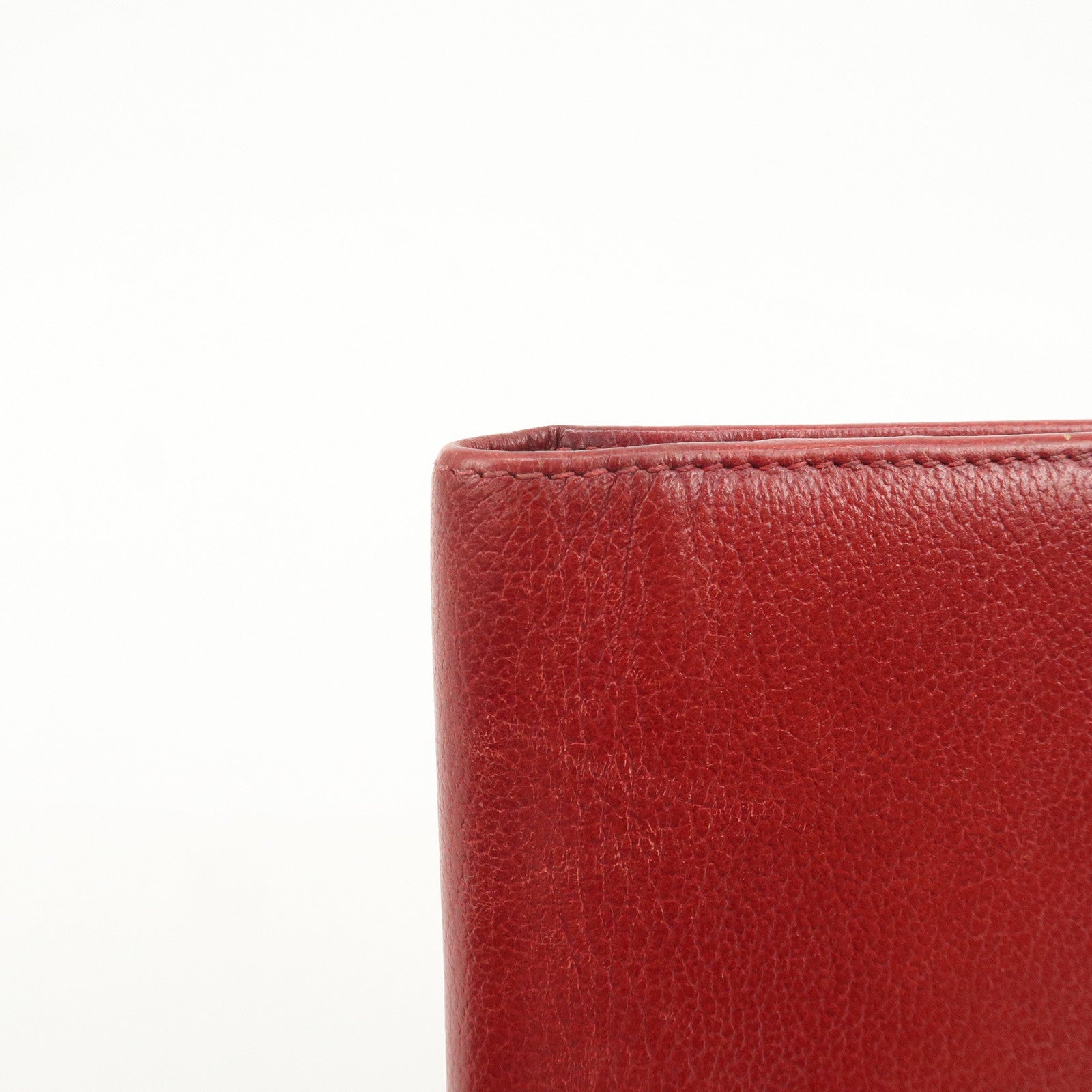 CHANEL COCO Mark Camellia Logo Leather Flap Long Wallet Red