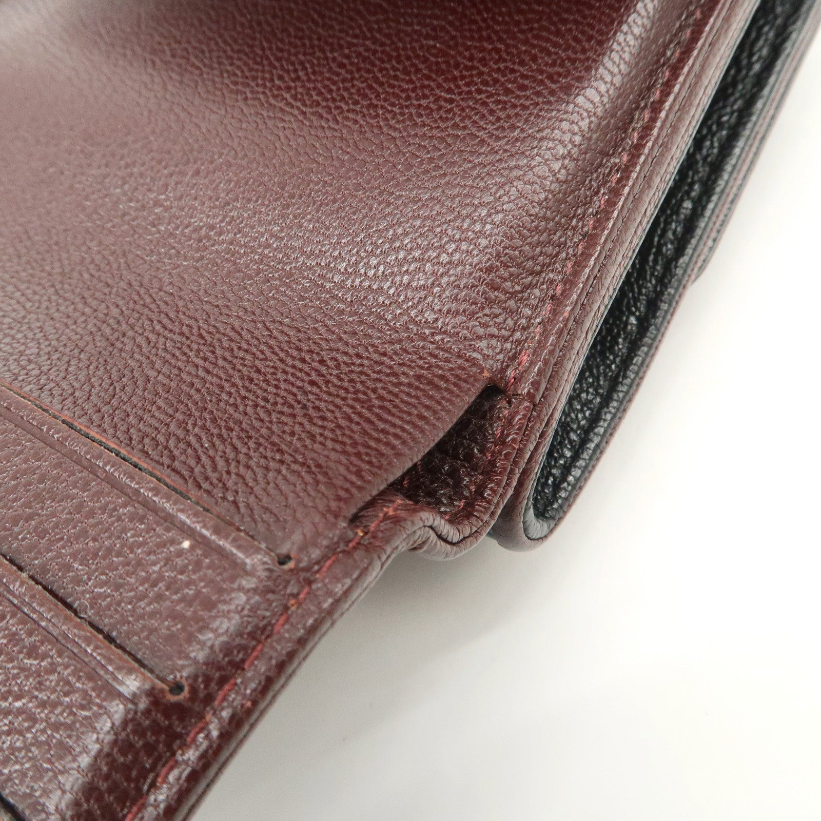 CHANEL Bicolore W Hook Leather Compact Wallet Black A33910 Used