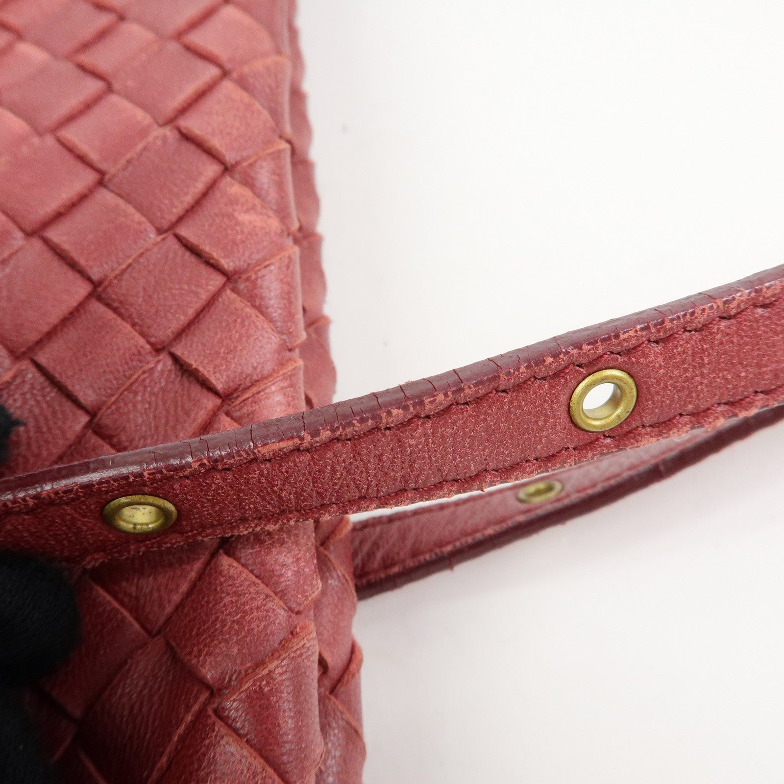 BOTTEGA VENETA Intrecciato Leather Tote Hand Bag Red Brown162937