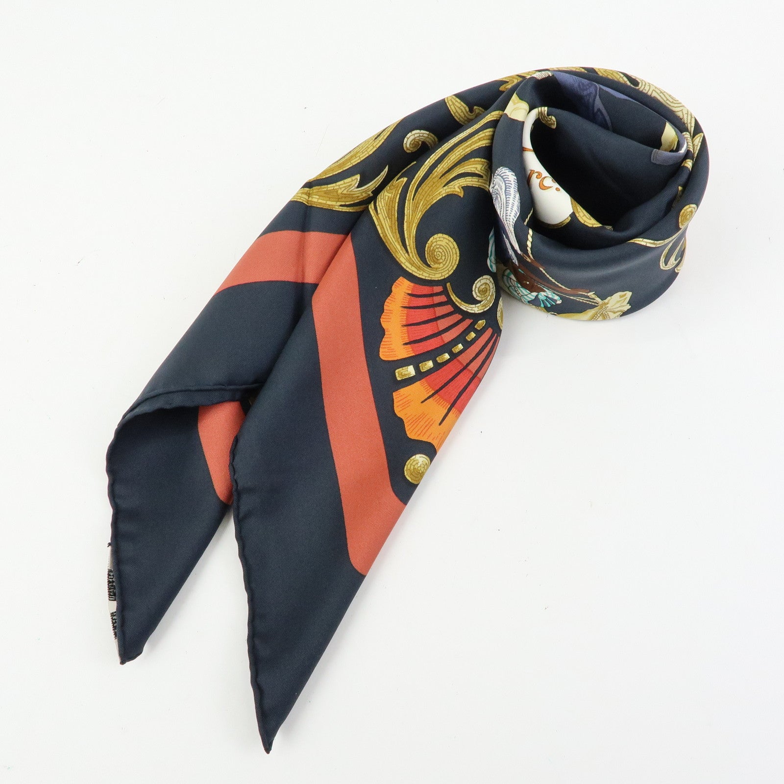 HERMES Carre 90 Silk 100% Scarf Cheval Jurc Blaqck Brown Red