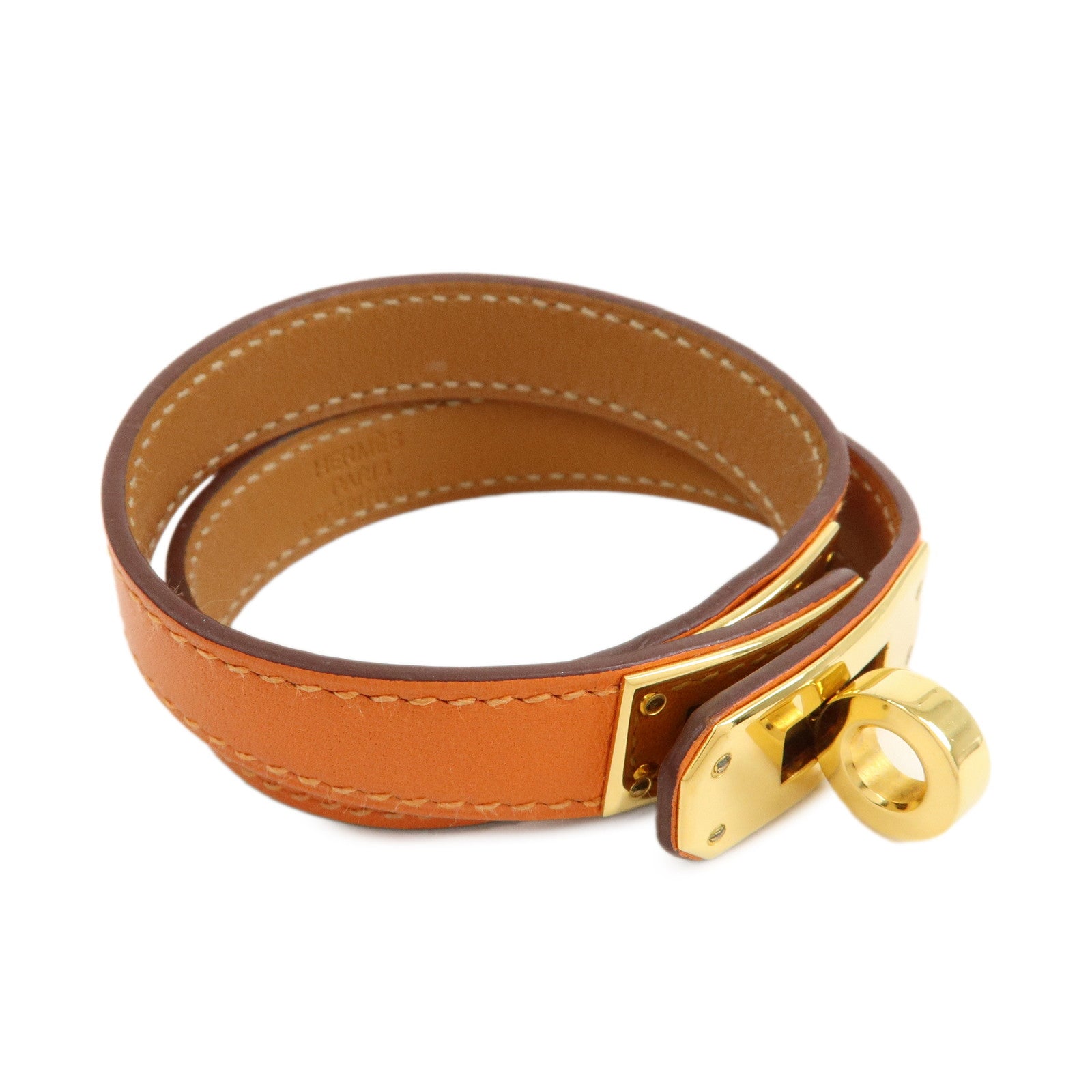 HERMES Mini Kelly Double Tour Leather Bracelet ▢P Stamped Size S