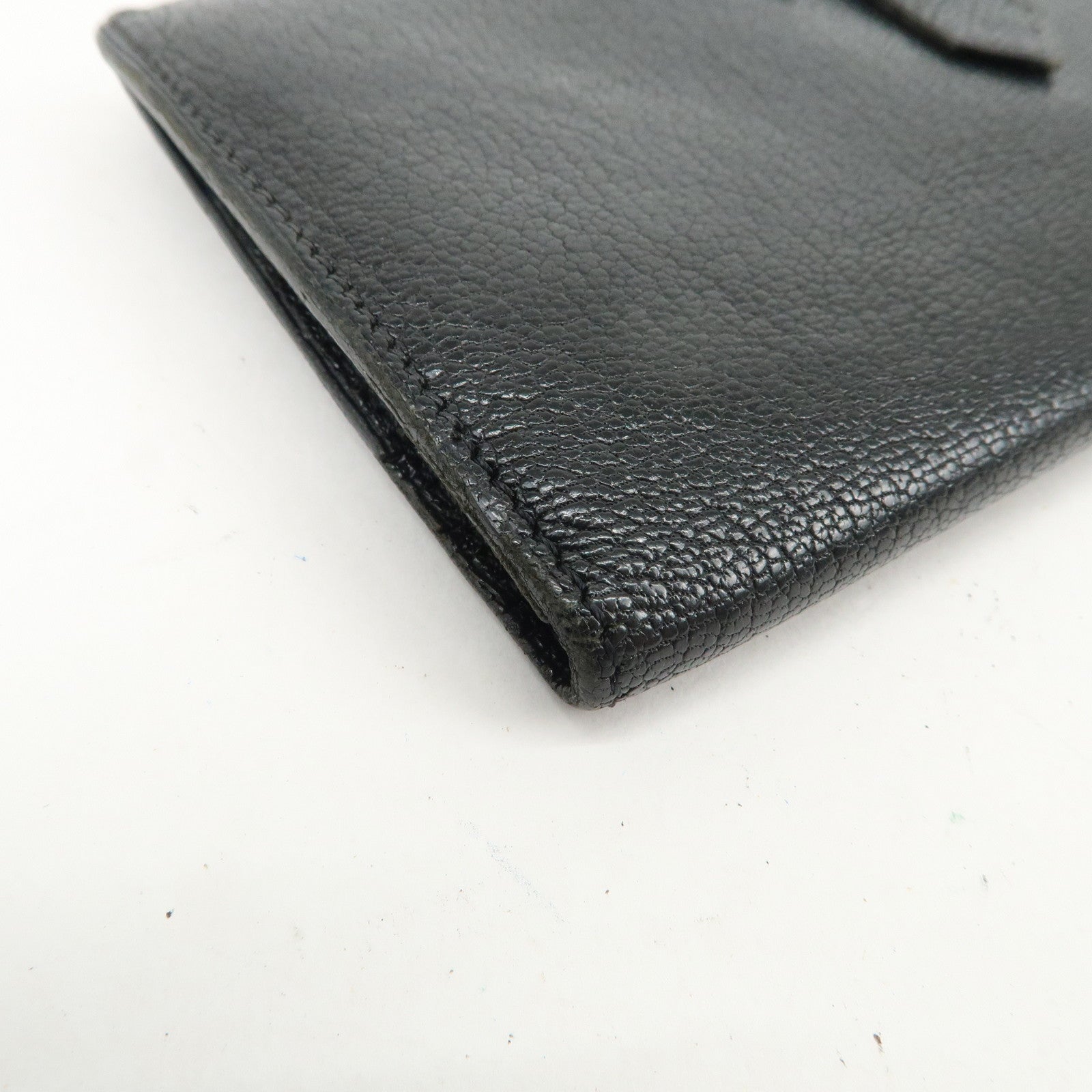 HERMES Bearn Veau Epsom Leather Bi-fold Long Wallet Black