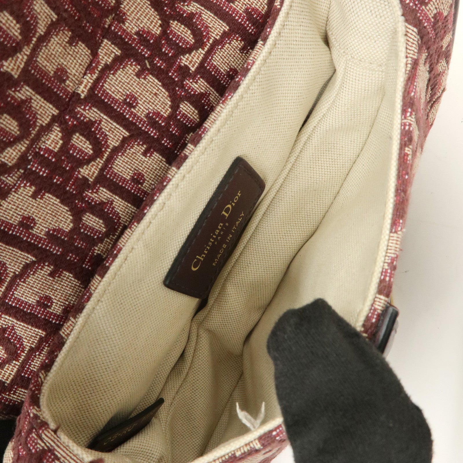 Christian Dior Oblique Jacquard Leather Mini Saddle Bag Hand Bag