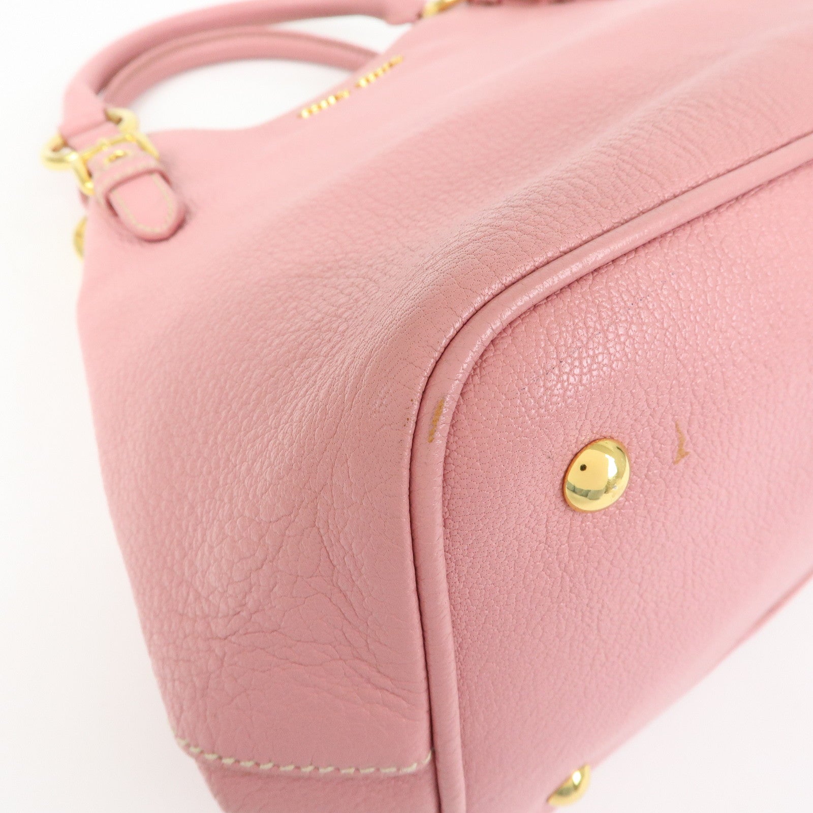 MIU MIU Madras Leather 2Way Shoulder Bag Hand Bag Pink RN0886