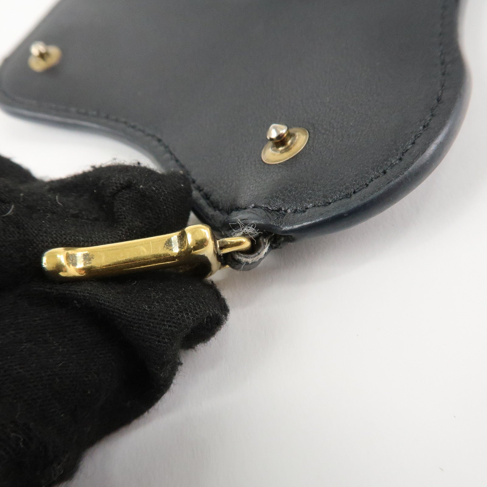 Christian Dior Saddle Leather Compact Wallet Black Gold Hardware Used