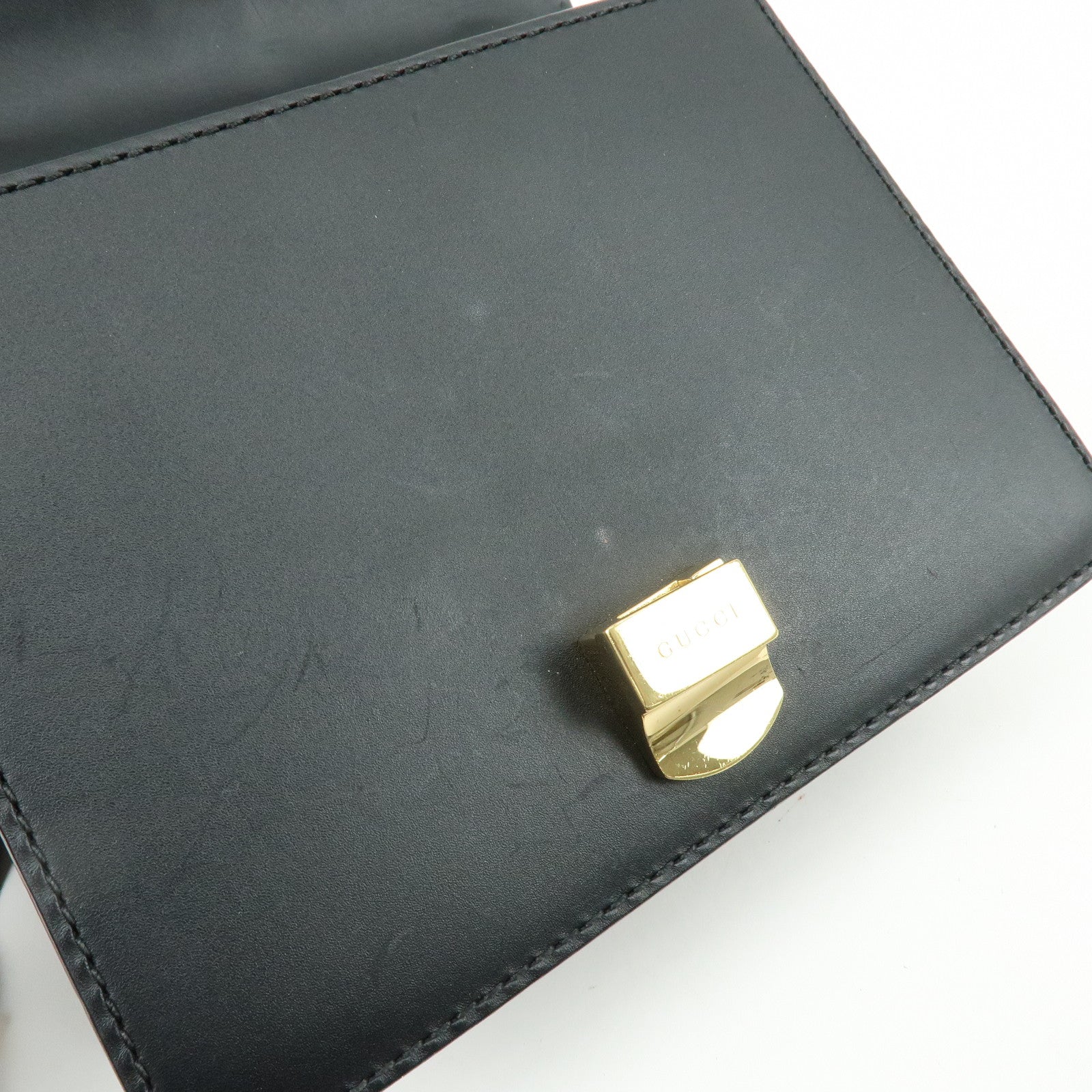 GUCCI Sylvie Sherry Leather Chain Shoulder Bag Black 431666