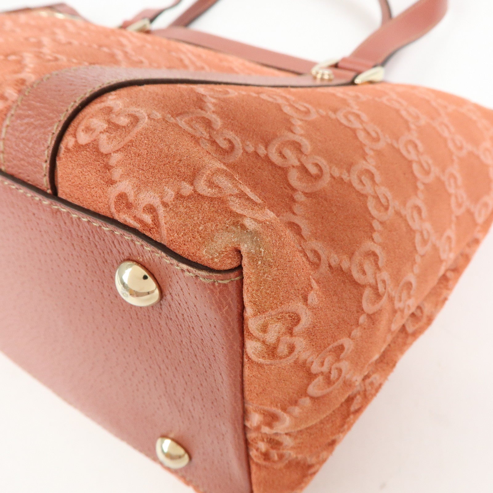GUCCI Abbey Suede Leather Tote Bag Hand Bag Pink 141470