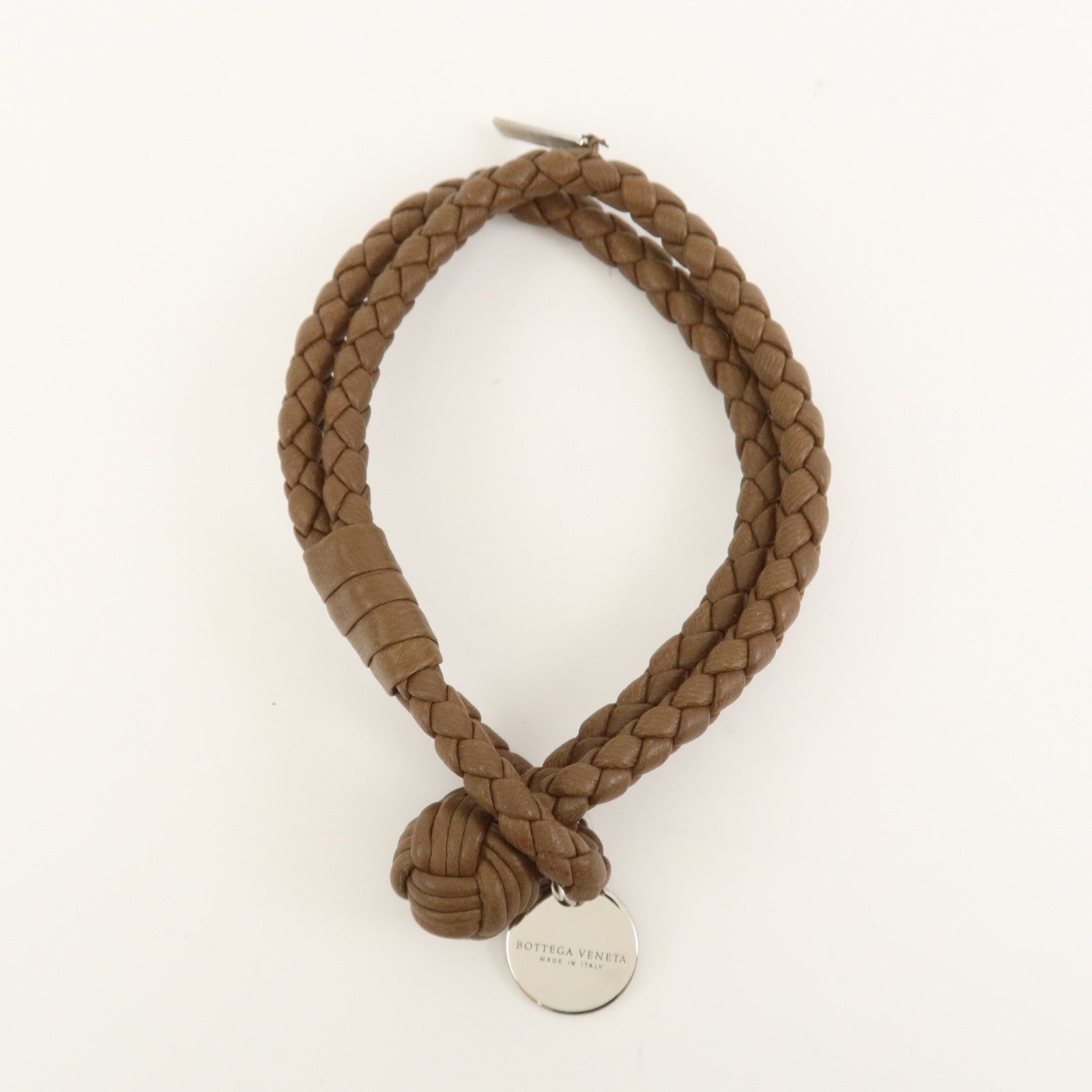 BOTTEGA VENETA Intrecciato Nappa Leather Bracelet S Brown