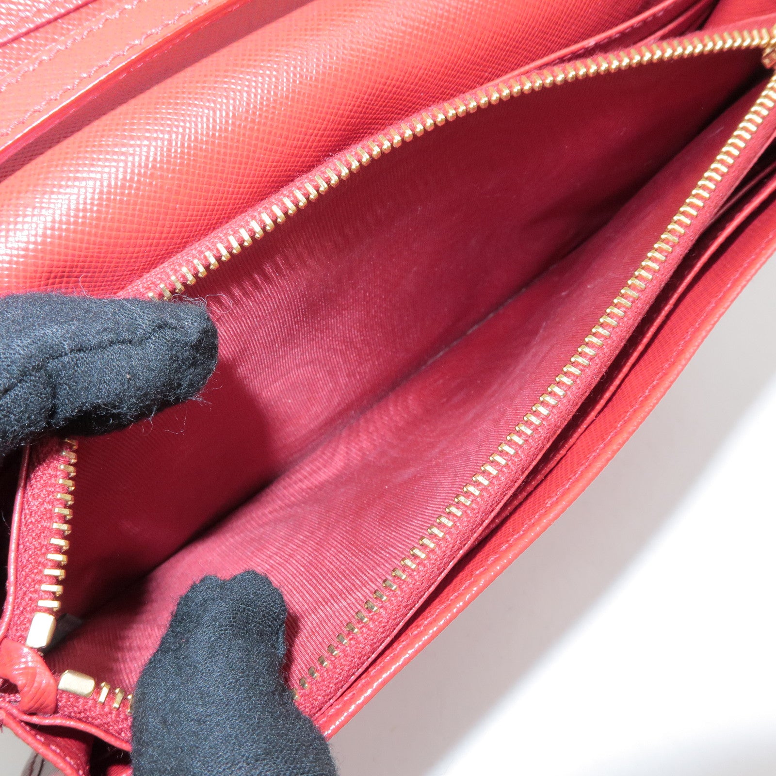 PRADA Saffiano Leather Shoulder Bag Crossbody Bag Red 1M1361