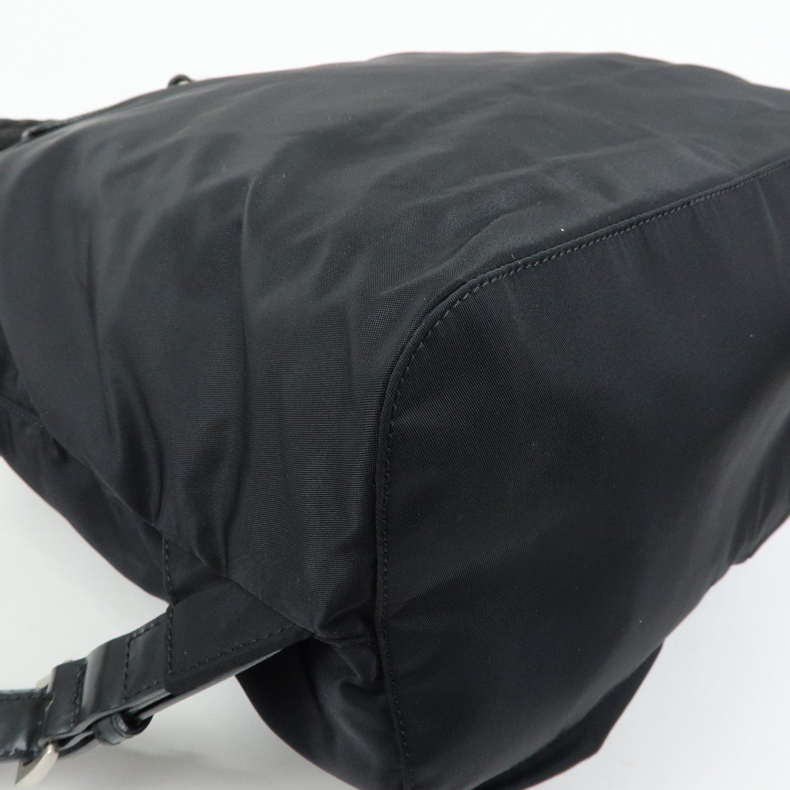 PRADA Triangle Logo Nylon Leather Backpack Rucksuck Black