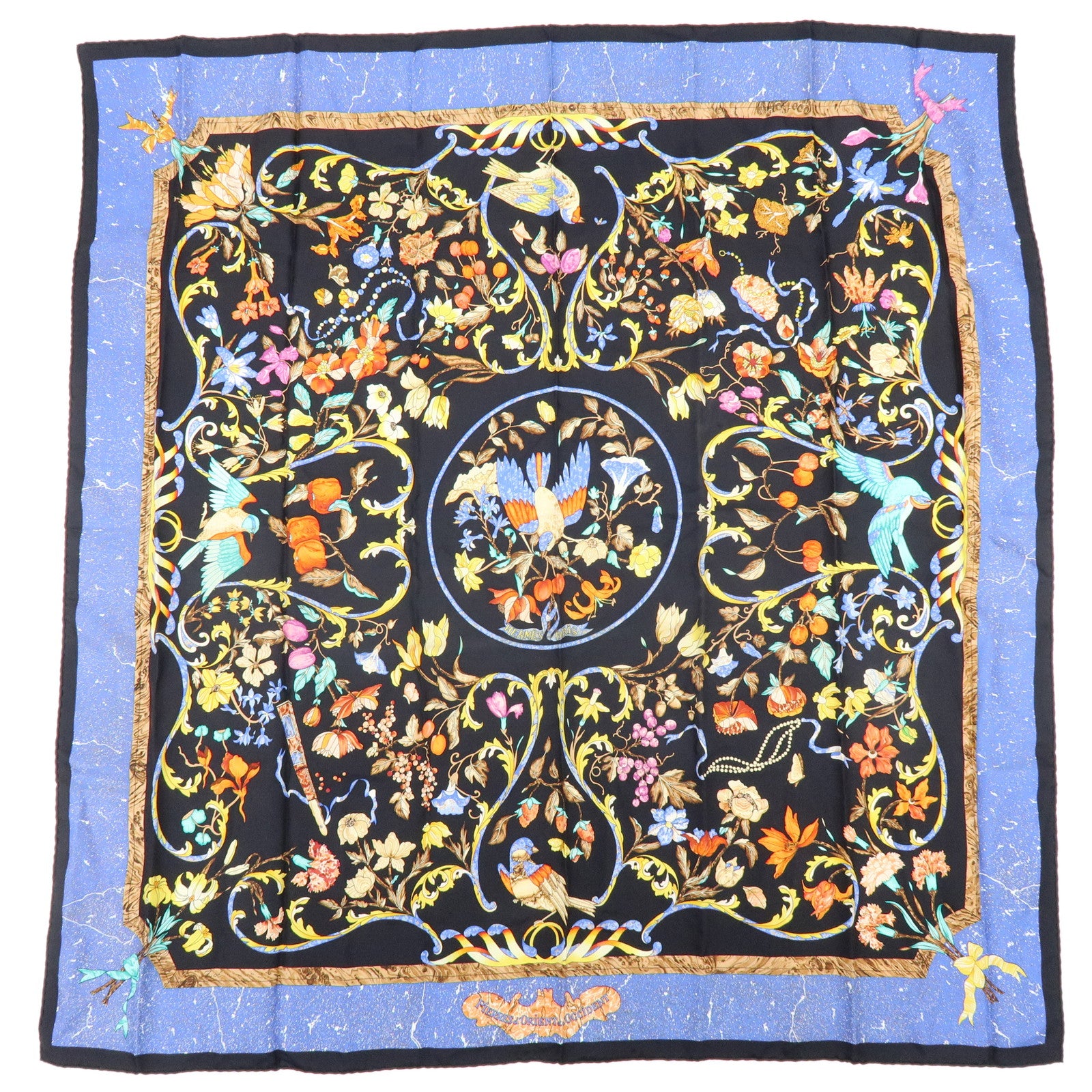 HERMES Carre 90 Silk 100% Scarf PIERRES D' ORIENT ET D' OCCIDENT