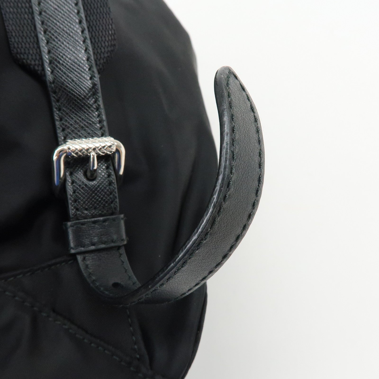 PRADA Triangle Logo Nylon Leather Backpack Studs Black Red1BZ811