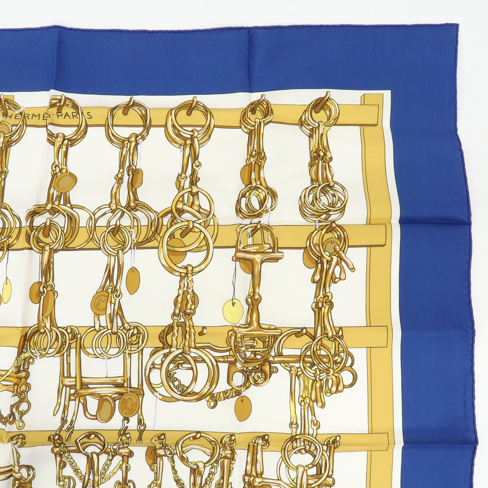 HERMES Carre 90 Set of 2 Silk 100% Scarf REPRISE MORS&FILETS