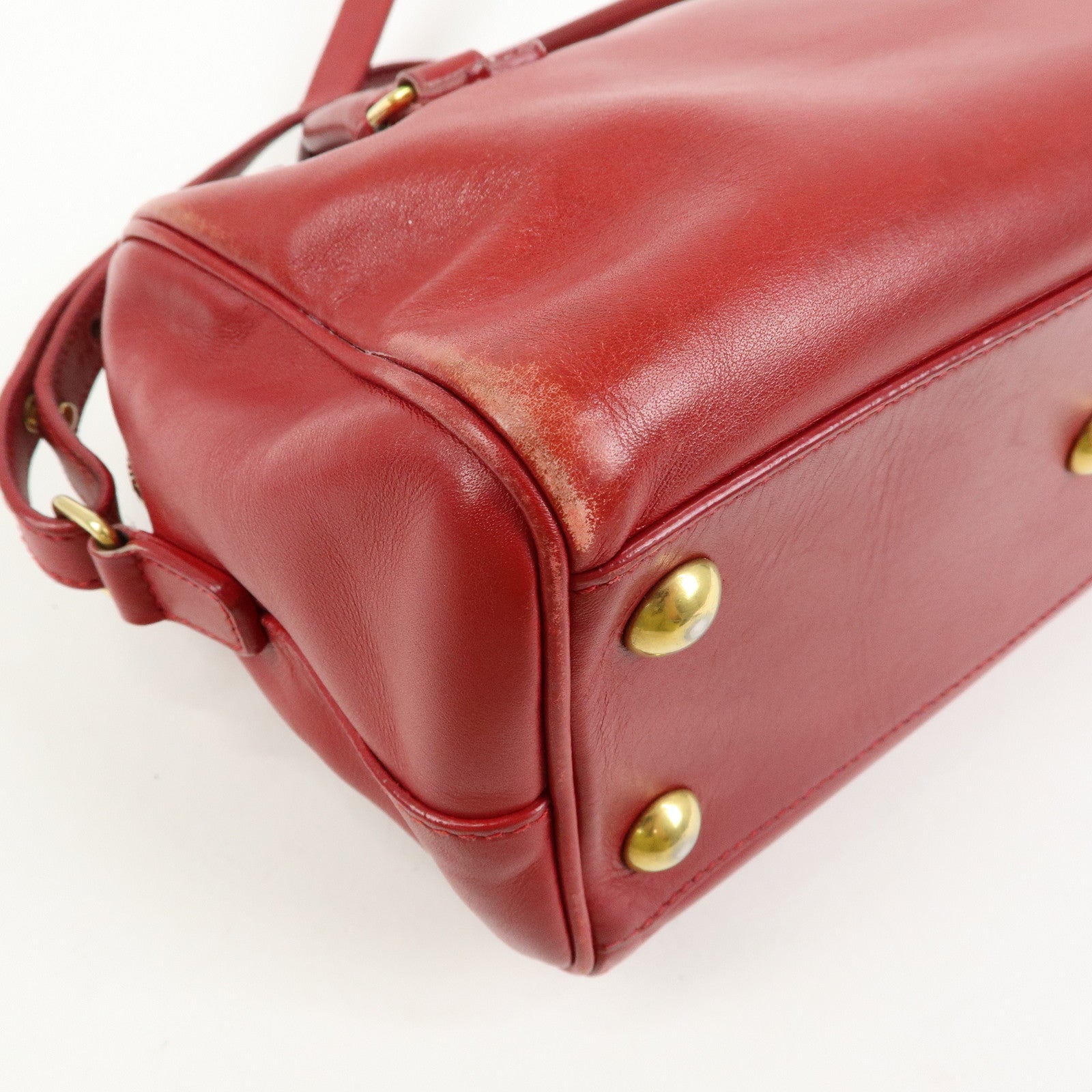 SAINT LAURENT PARIS Baby Duffle Leather 2WAY Bag Red 3330958