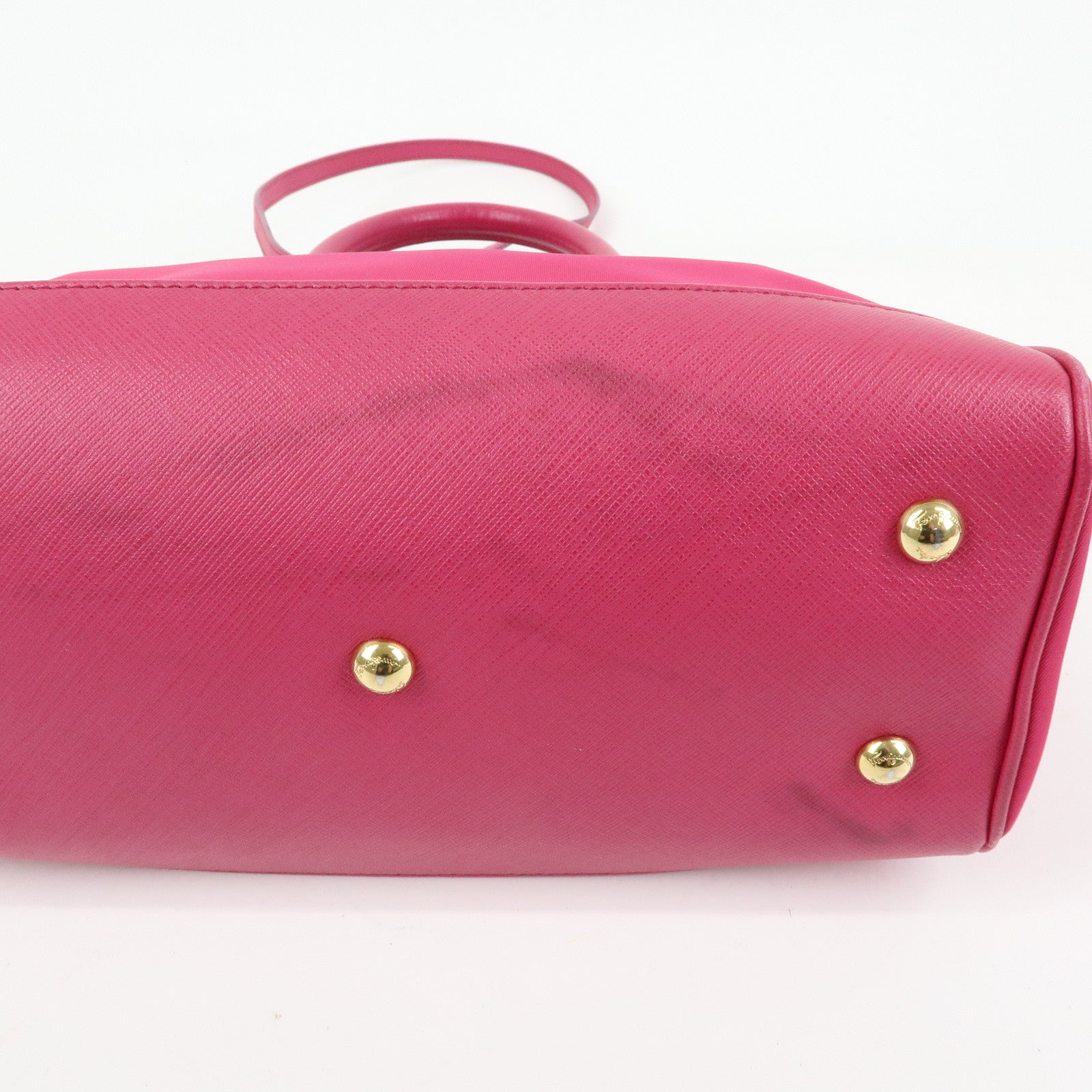 Ferragamo Gancini Nylon Leather 2Way Bag Hand Bag Pink