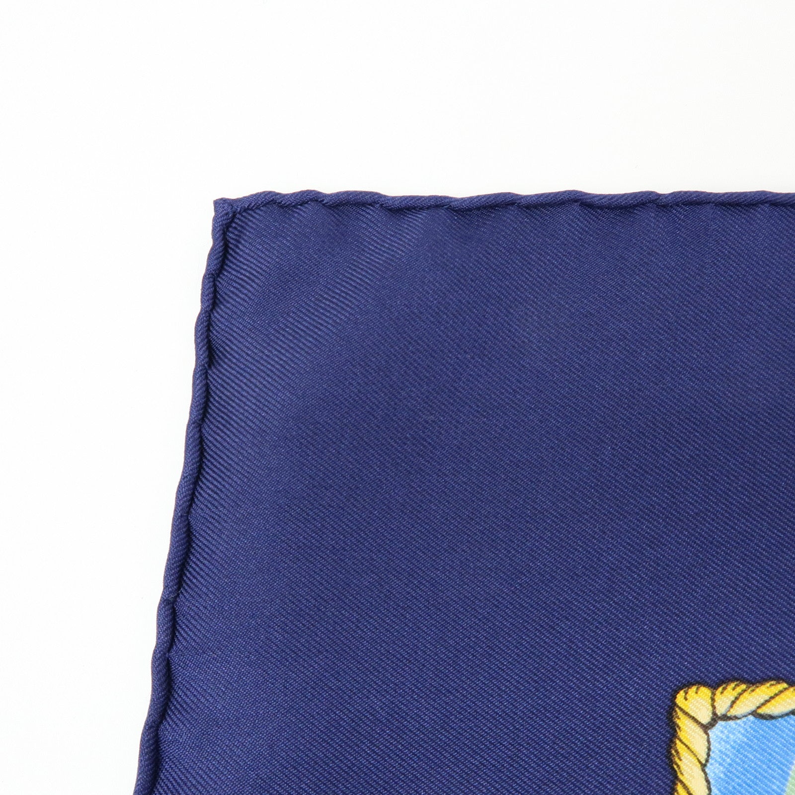 HERMES Carre 90 Silk 100% Scarf VIVE LE VENT Navy Blue Yellow White