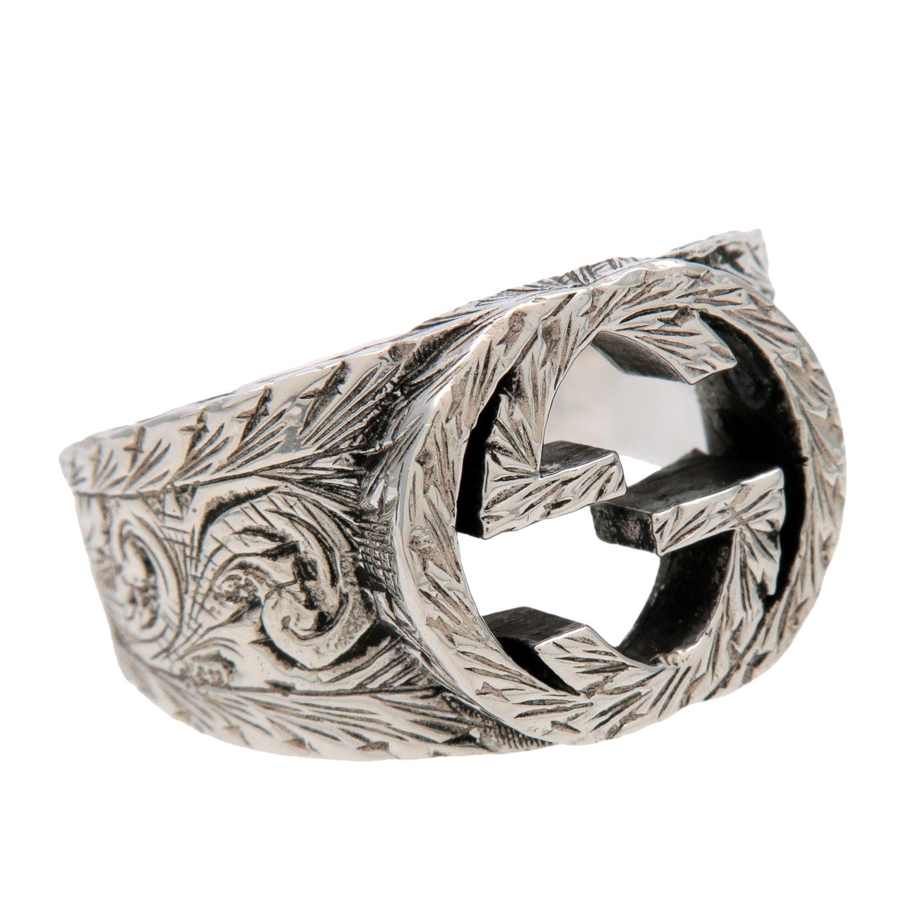 GUCCI Interlocking G Arabesque Ring SV925 Silver #23 US10.5 EU63