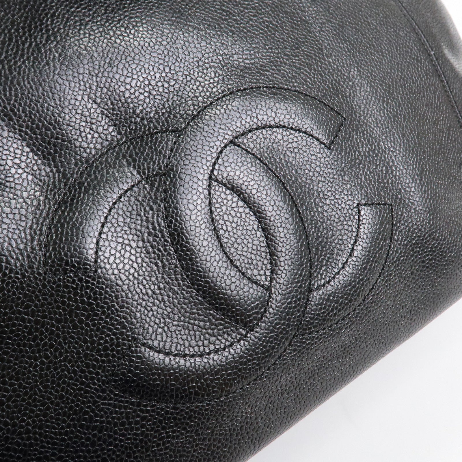 CHANEL COCO Mark Caviarskin Tote Bag Shoulder Bag Hand Bag Black