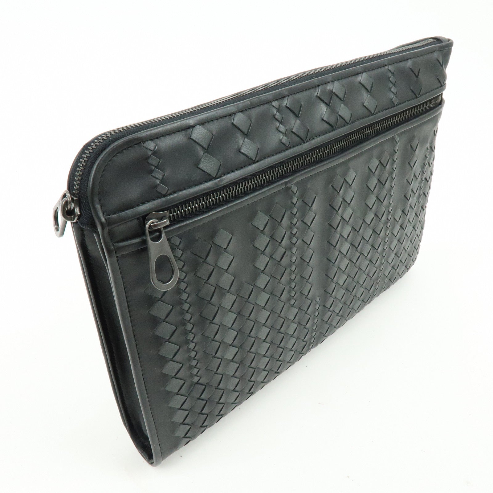 BOTTEGA VENETA Imperatore Intrecciato Clutch Bag Pouch Black