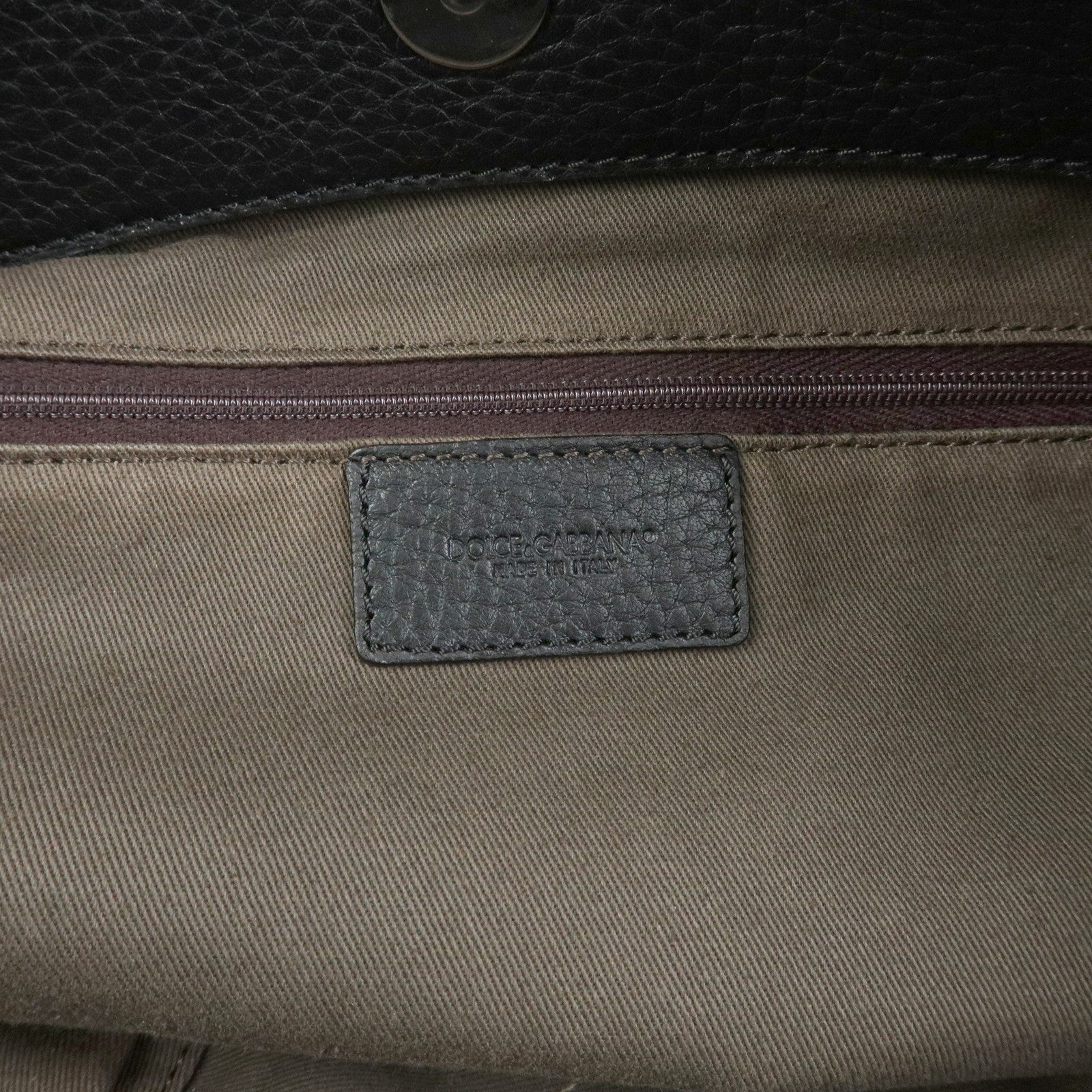 DOLCE & GABBANA Canvas Leather Shoulder Bag Leopard Brown Black