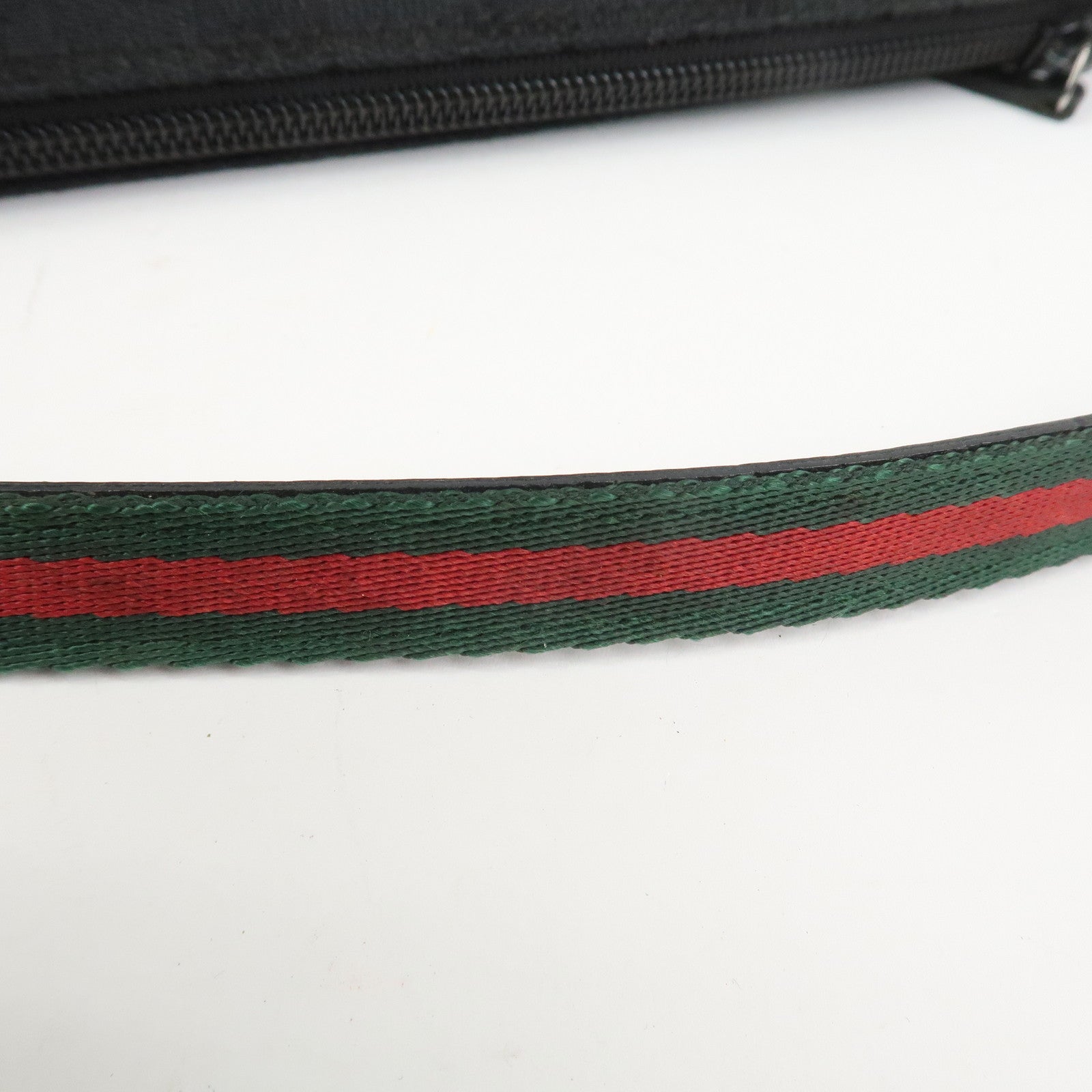 GUCCI Sherry Boat Bag GG Canvas Leather Hand Bag Black 141809