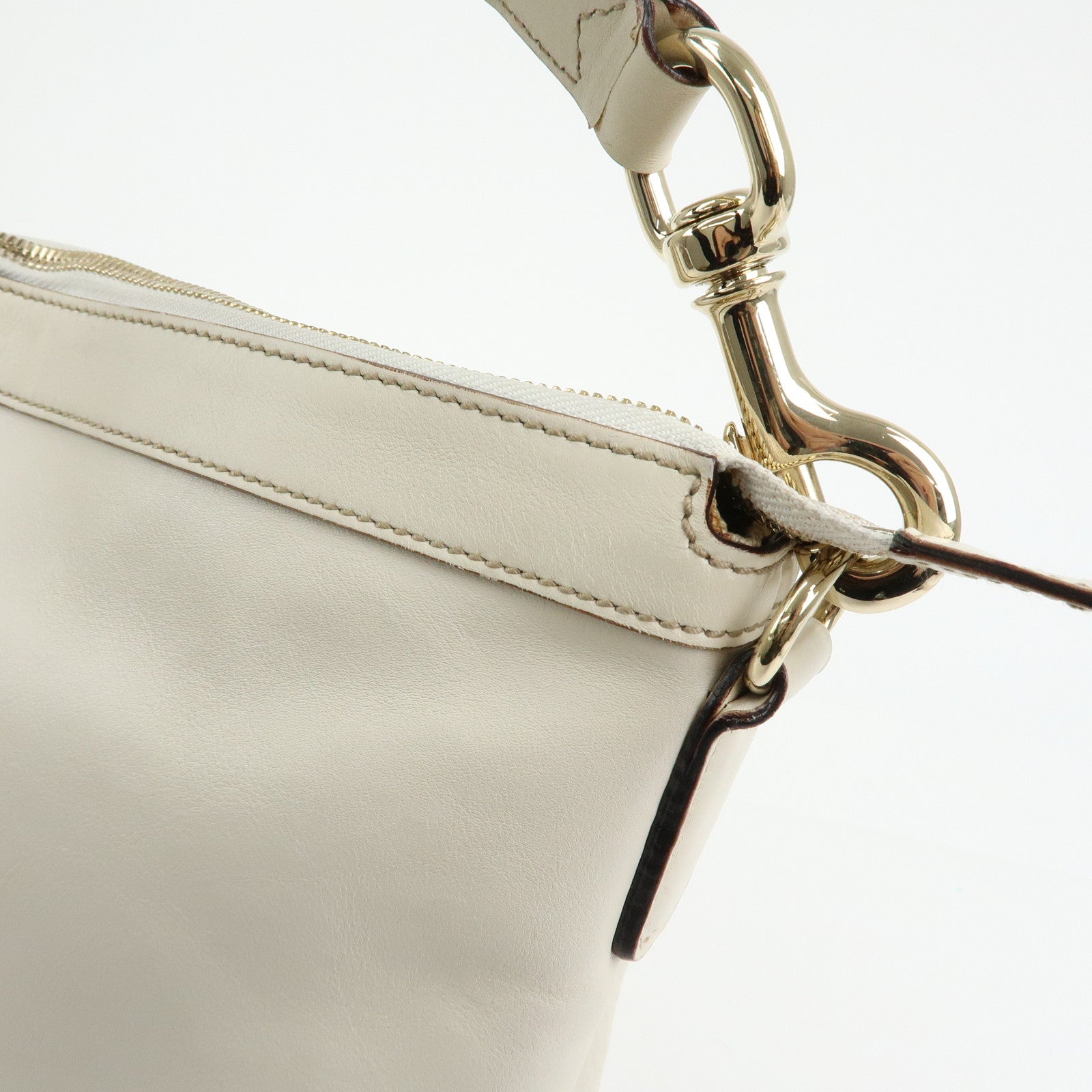GUCCI Sherry Leather Shoulder Bag Hand Bag Ivory 154401