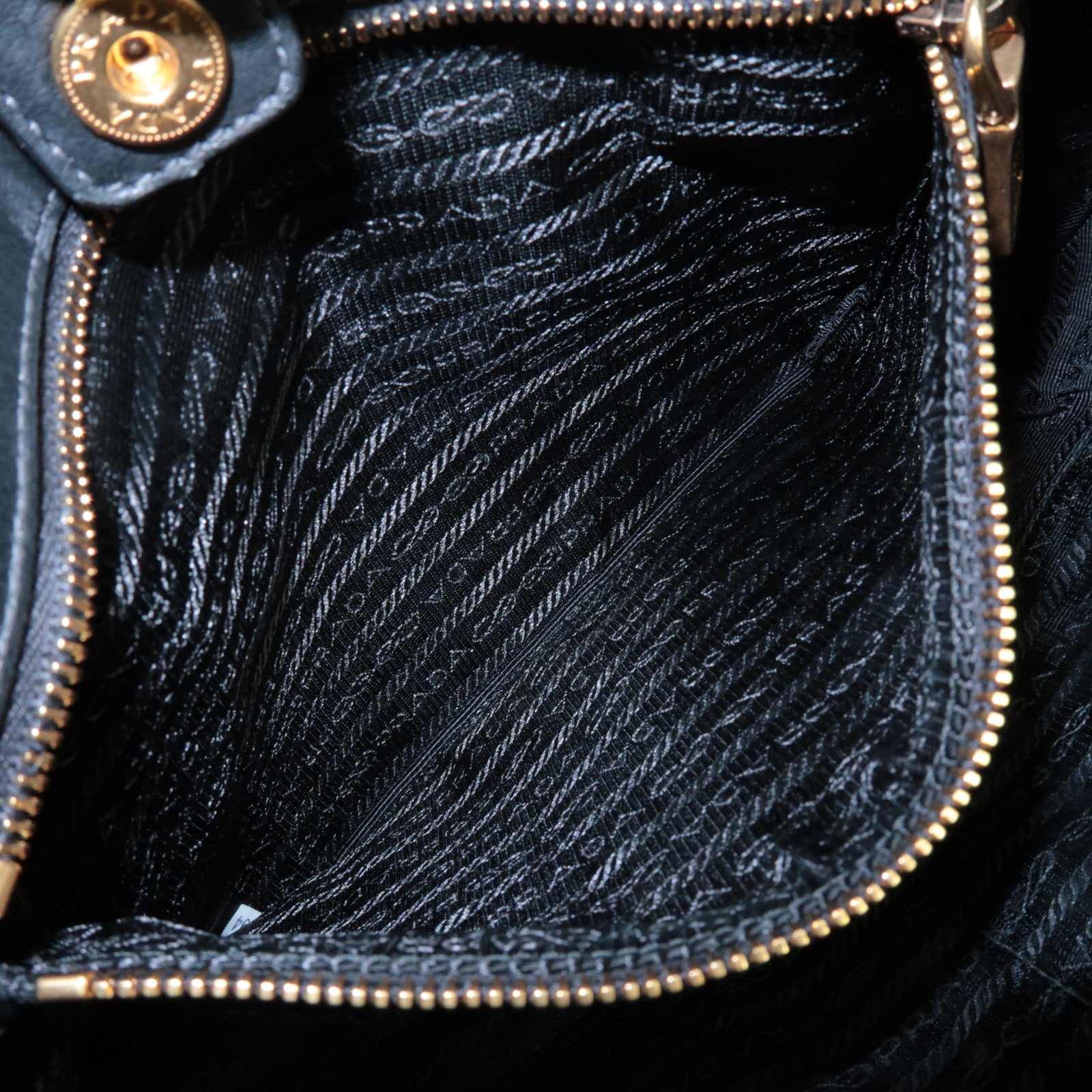 PRADA Logo Leather Shoulder Bag Hand Bag Black BR4930 Used