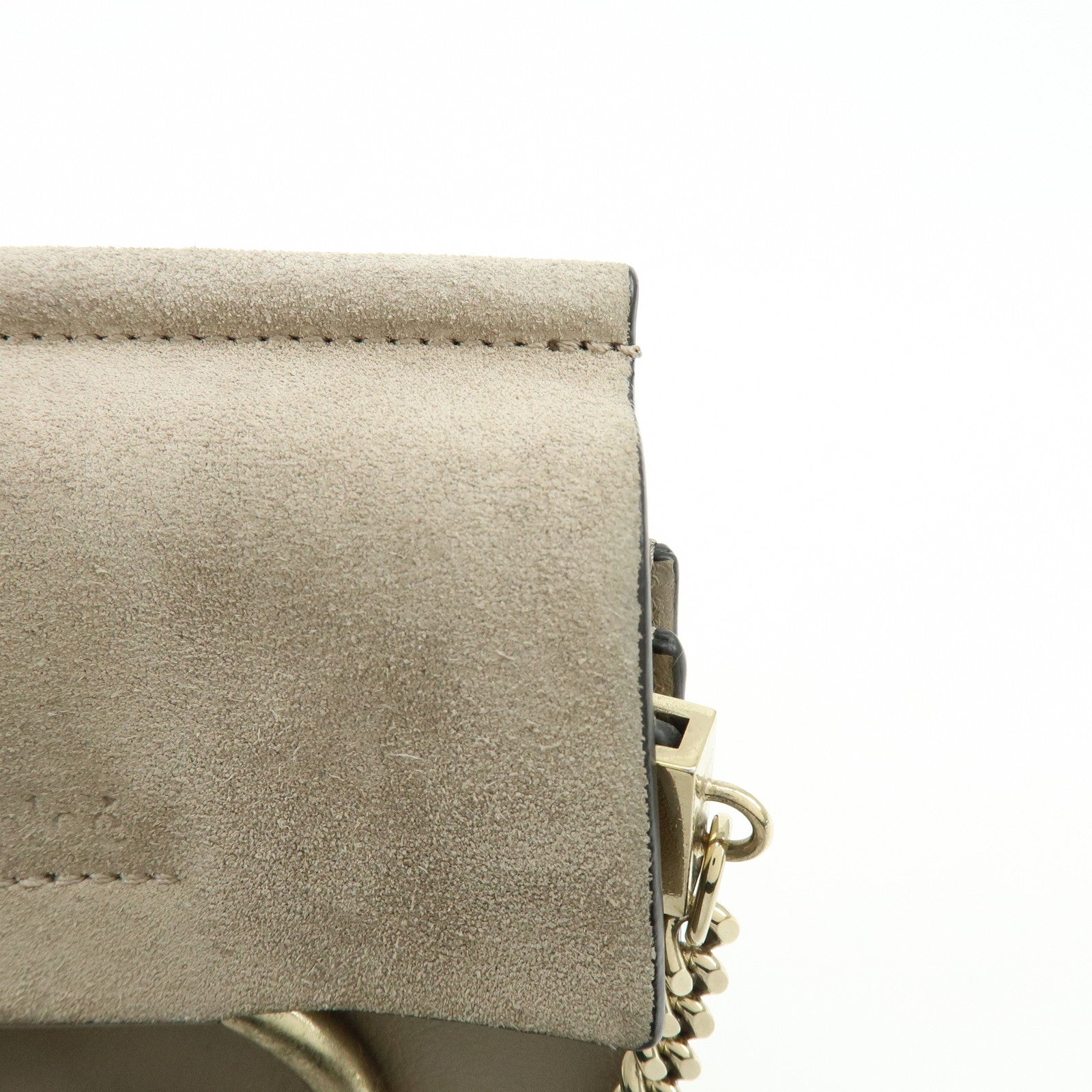 Chloe Faye Suede Leather Shoulder Bag Crossbody Bag Beige
