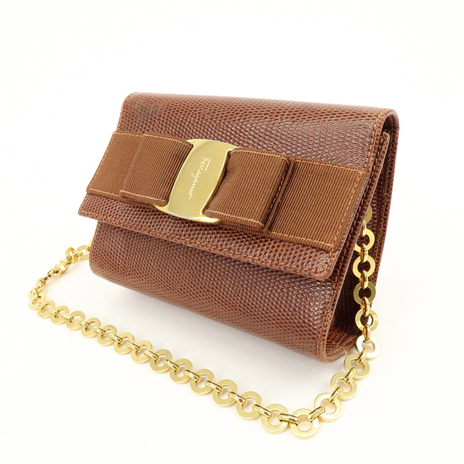 Ferragamo Vara Ribbon Embossed Leather 3Way Shoulder Waist Bag