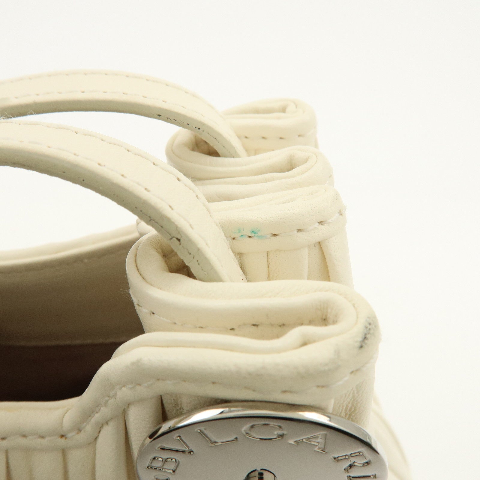 BVLGARI Leather Shoulder Bag Hand Bag White